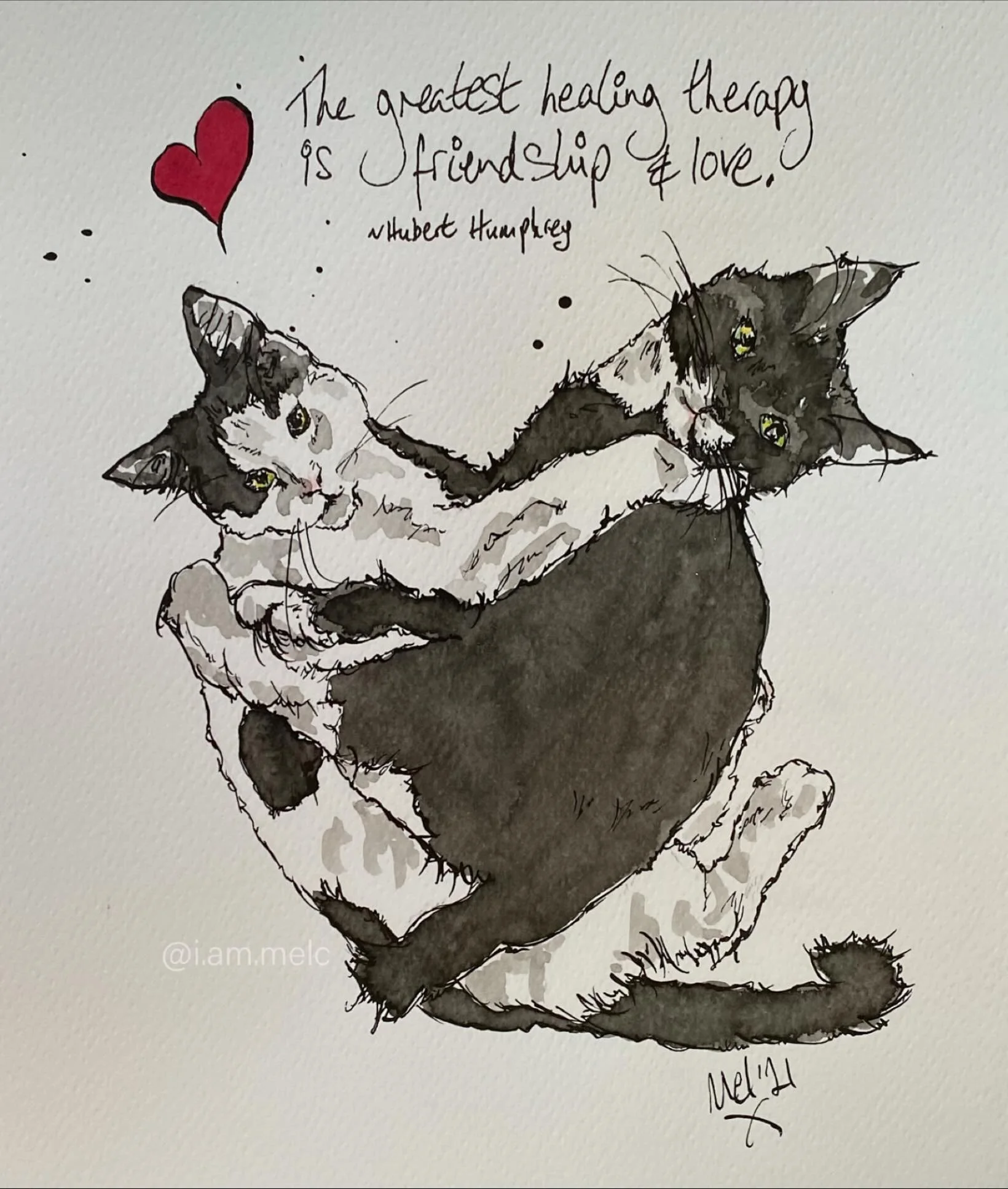 Looking back at my #catsandquotes illustration from four years ago. #wisdomwednsday #petportrait #artist #inkillustration