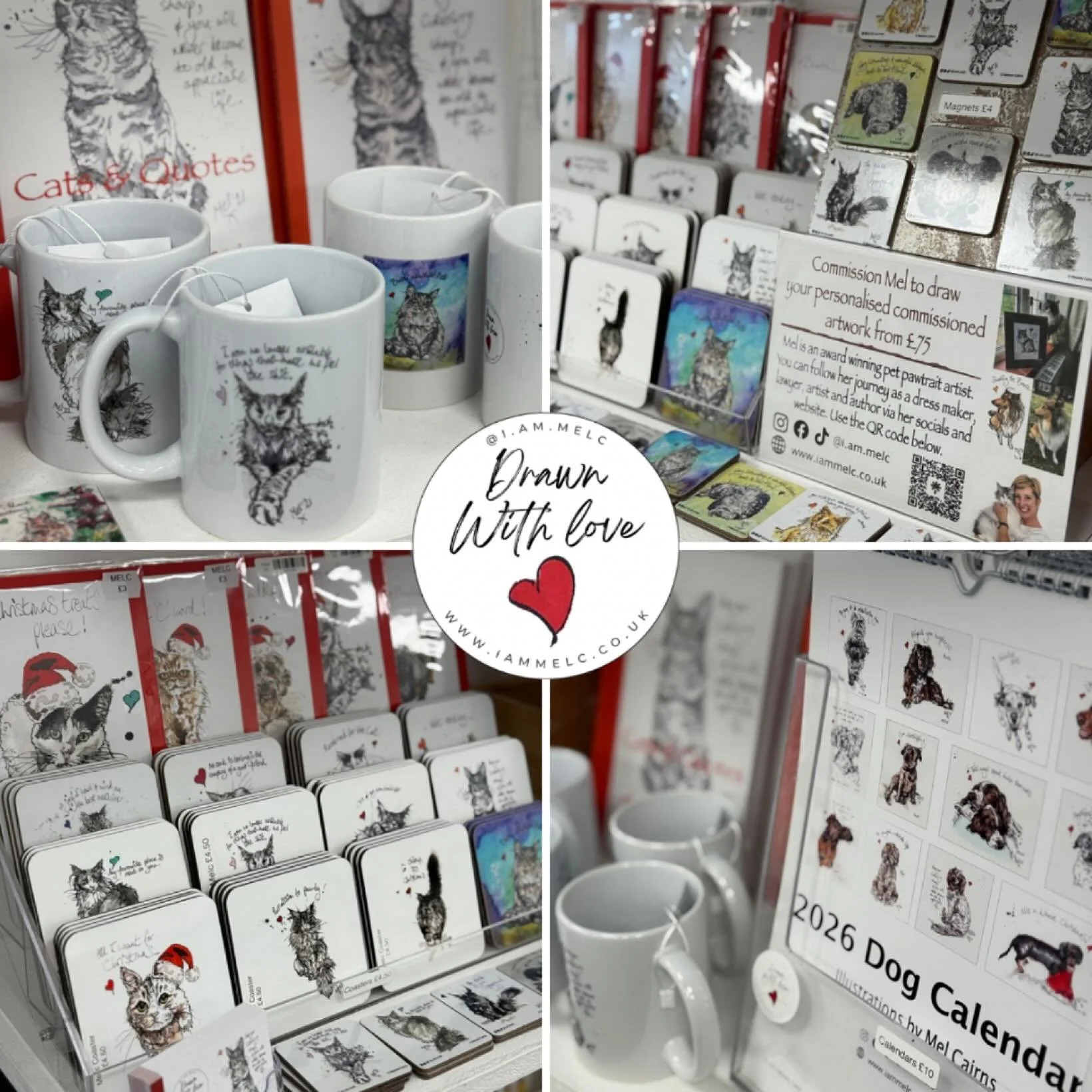 Have you been to @craft_coop_windsor lately? I popped in yesterday to update my display 🖋️🐾&hearts;️

#catsandquotes #petartist #windsor #giftideas #shoplocalbusiness