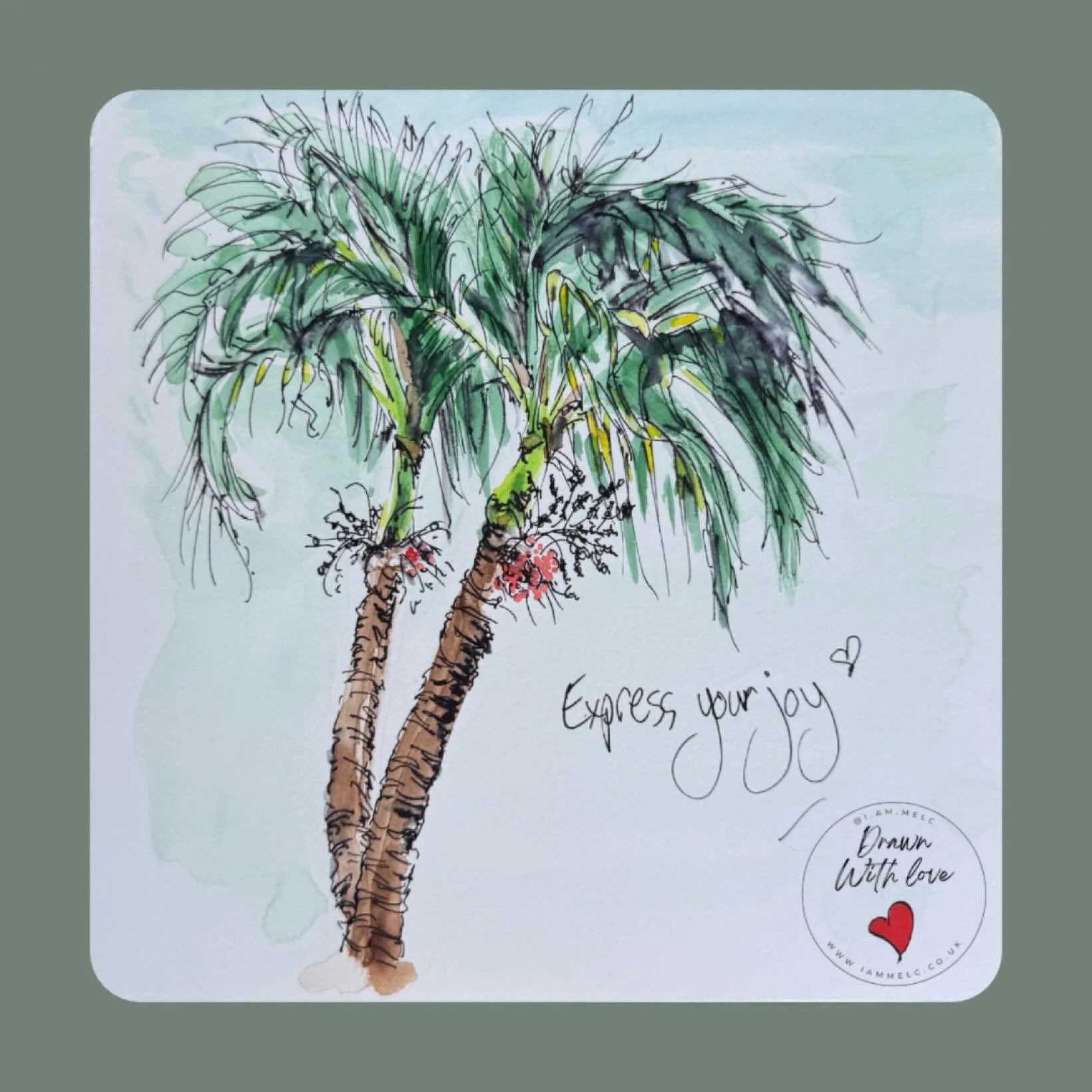 🌴 express your joy 🌴 

#sketchbooksrt #dailyartpractice #watercolourillustration #palmtreeart #inkdrawing
