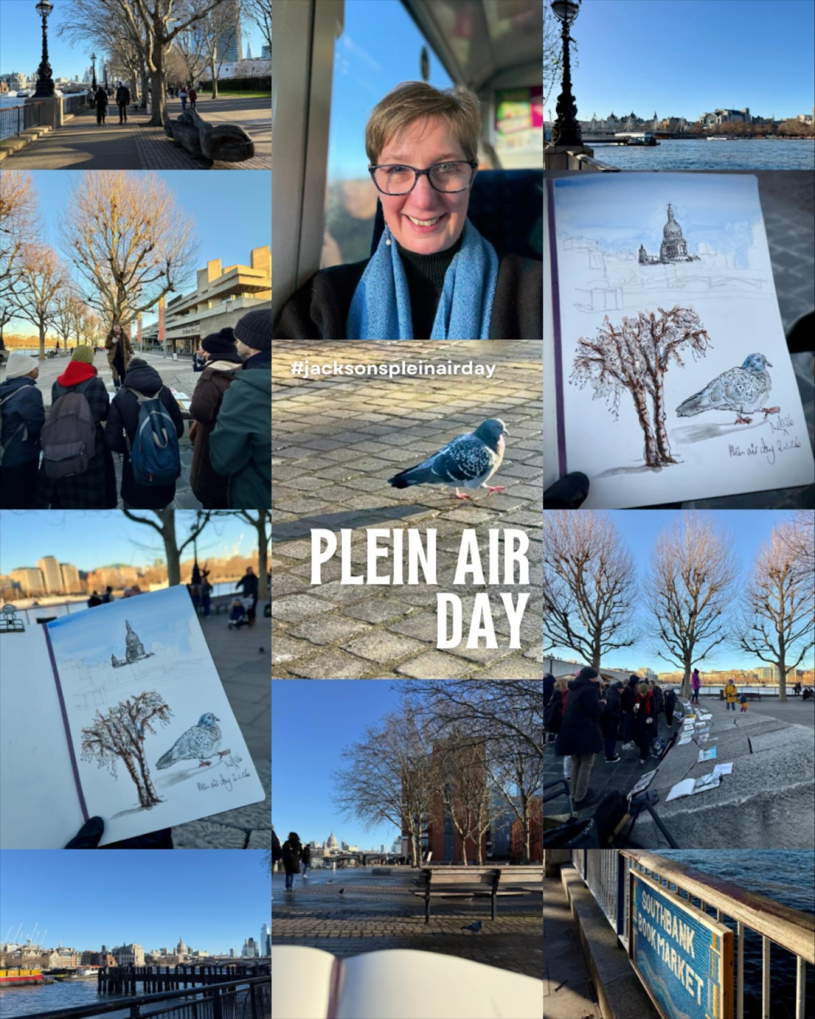 100 places for #jacksonspleinairday and many artists braved the chill ❄️ I managed to draw some en plein air, but I have to admit I harboured in the BFI bar and the National Theatre&rsquo;s warmth to progress my sketches 🖋️

#enpleinairdrawing #sket