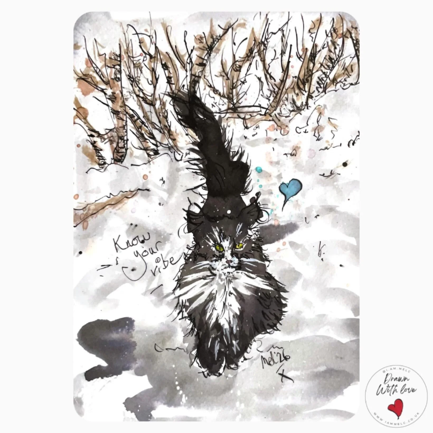 A bit more experimentation 🖋️🐾&hearts;️ #catsandquotes #inkillustration #dailyartpractice #catartoftheday #petprtraitartist