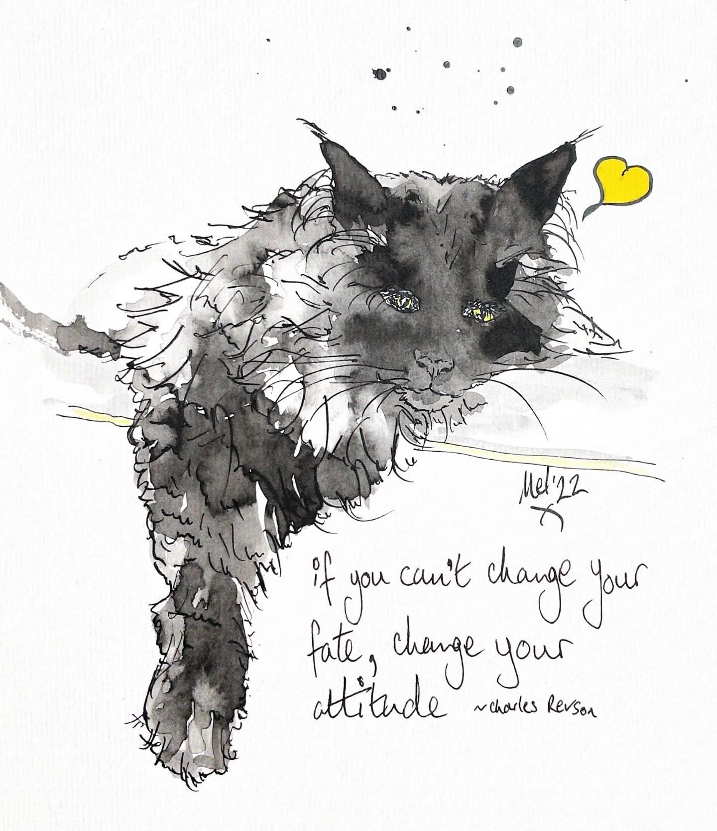 Looking back to this day in 2022 ✨#throwbackthursday #tbt #catsandquotes #inkillustration #mainecoonart