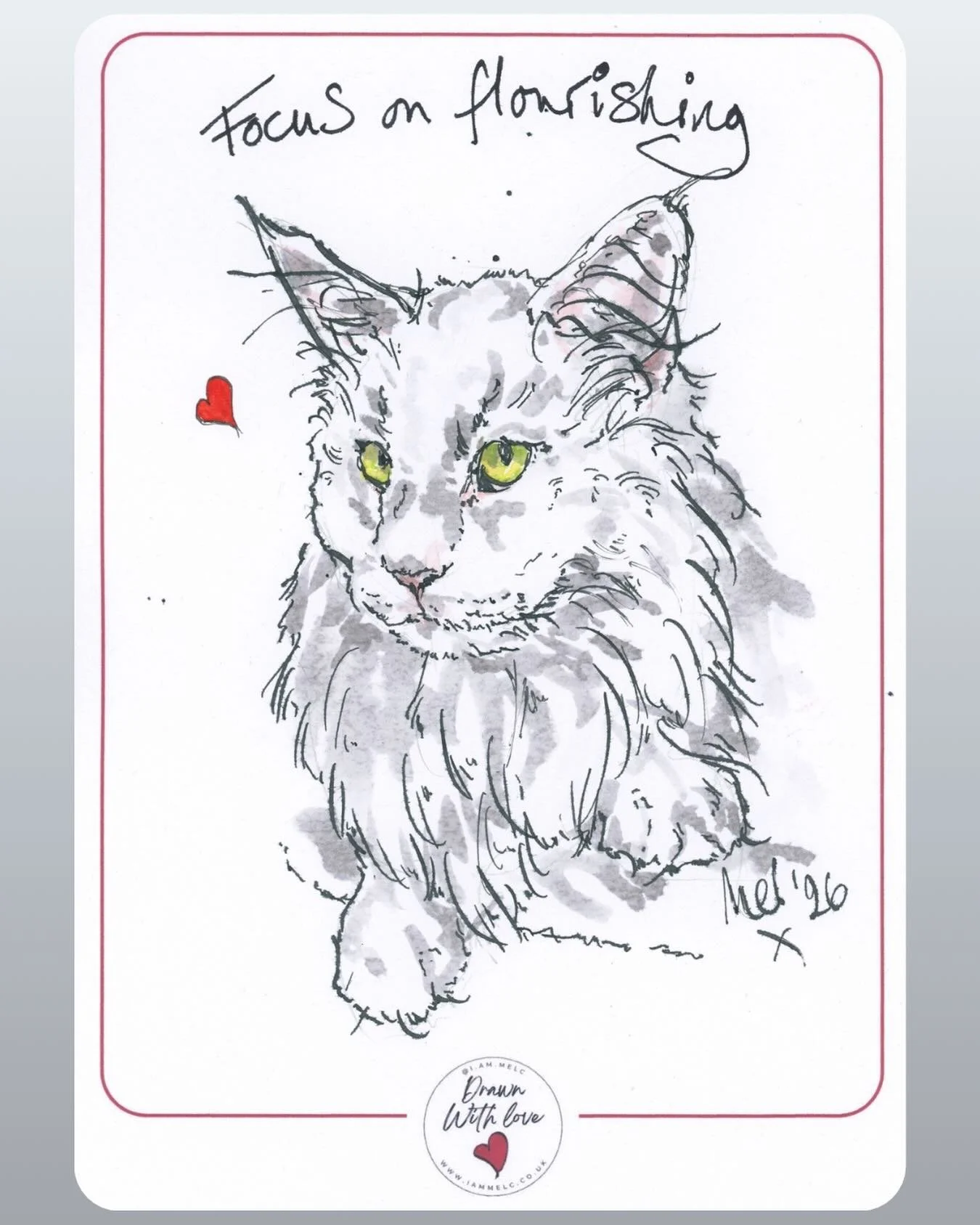 ✨ focus on flourishing ✨

Inspiration is the 🤍🤍🤍🤍🤍 @hippie_and_alboo_norwegians 

#catsandquotes #norwegianforestcat_art #pawtrait #inkandwashillustration #petportraitartist