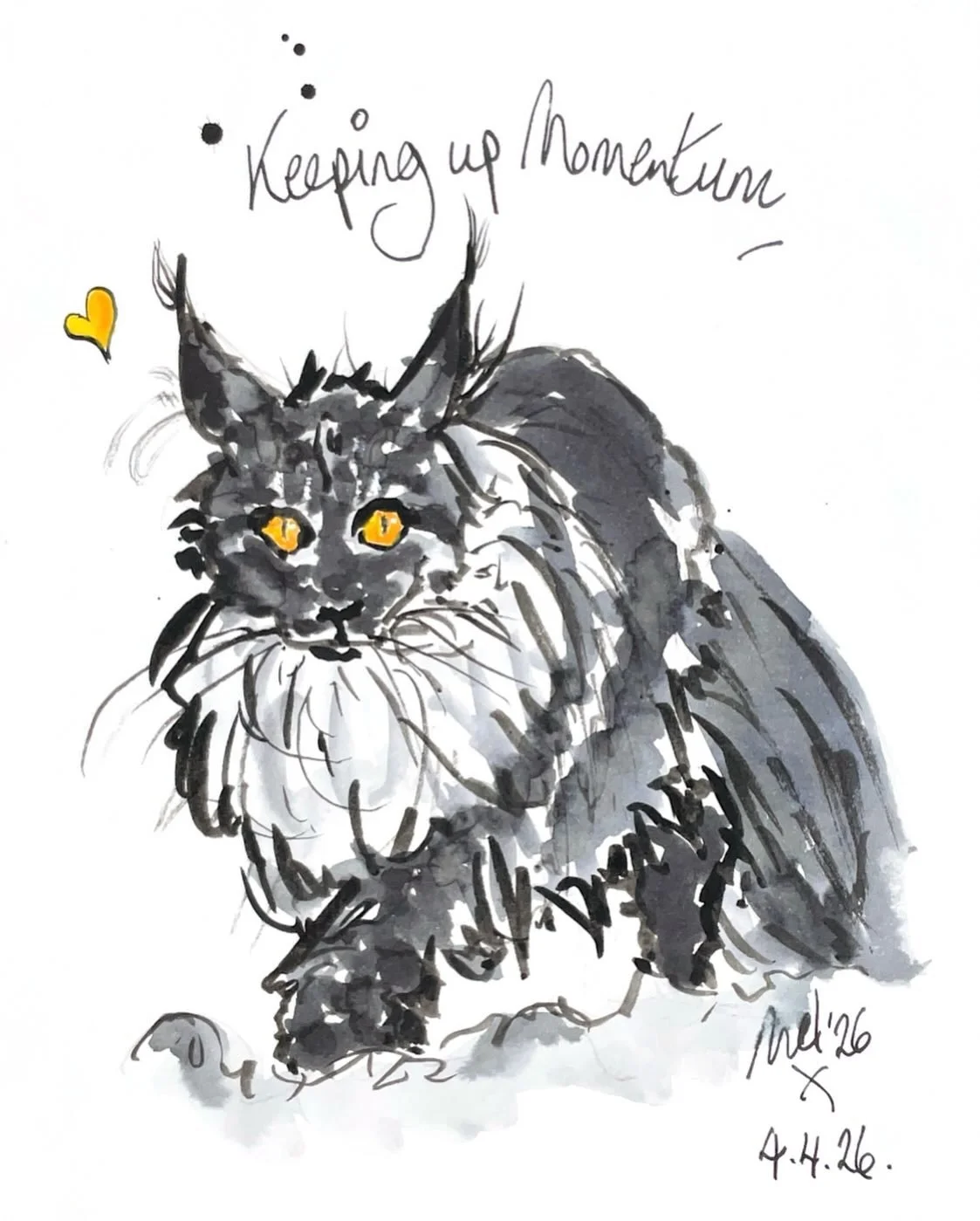 💛 keeping up momentum 💛

Gorgeous fluffiness inspired by @mainecoonqueens 🖋️🐾💛

#catsandquotes #inkillustration #petportraiture #mainecoonart #drawnwithlove