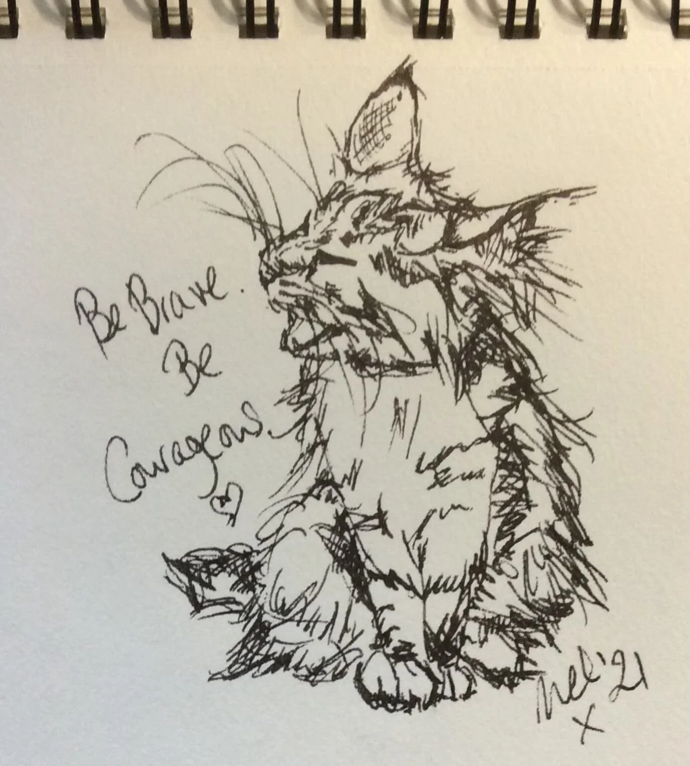 #throwbackthursday to April 2021

💫 be brave; be courageous 💫

#catsandquotes #sketchbook #catdoodle #pawtrait