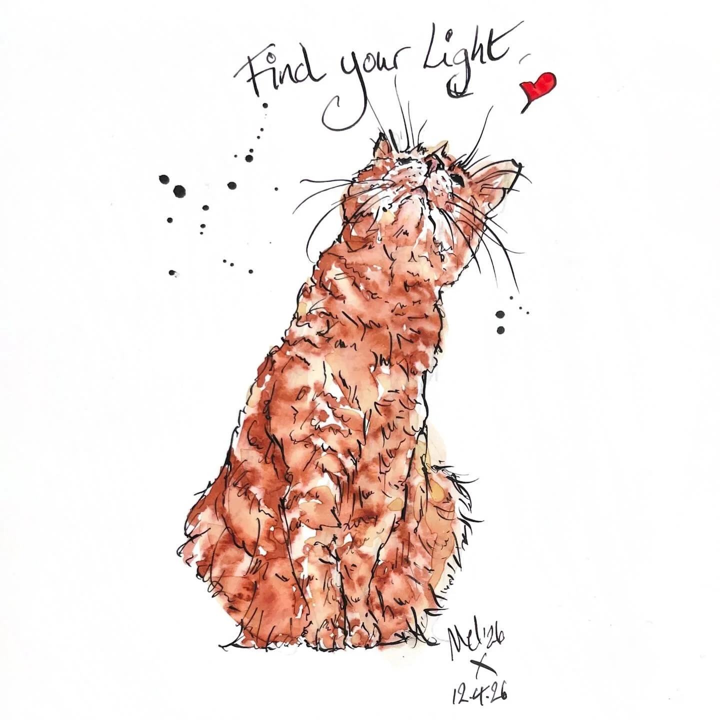 I&rsquo;m struggling with @instagram this morning. Fourth time lucky posting this #inkillustration of a #gingercat #pawtrait ✒️🐾🧡