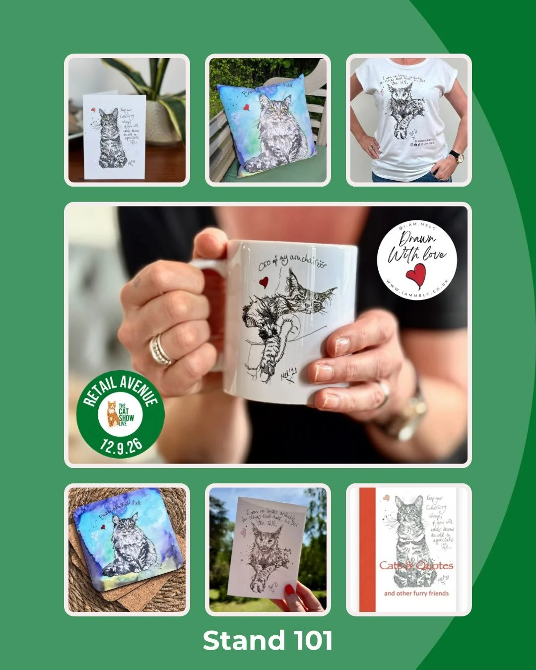 On Saturday 12 September at the @necbirmingham there&rsquo;s a #catlover takeover! Here&rsquo;s what I&rsquo;ll have on STAND 101 in Retail Avenue at @thecatshowlive 😻

#thecatshowlive #pawtrait #catartist #meettheartist