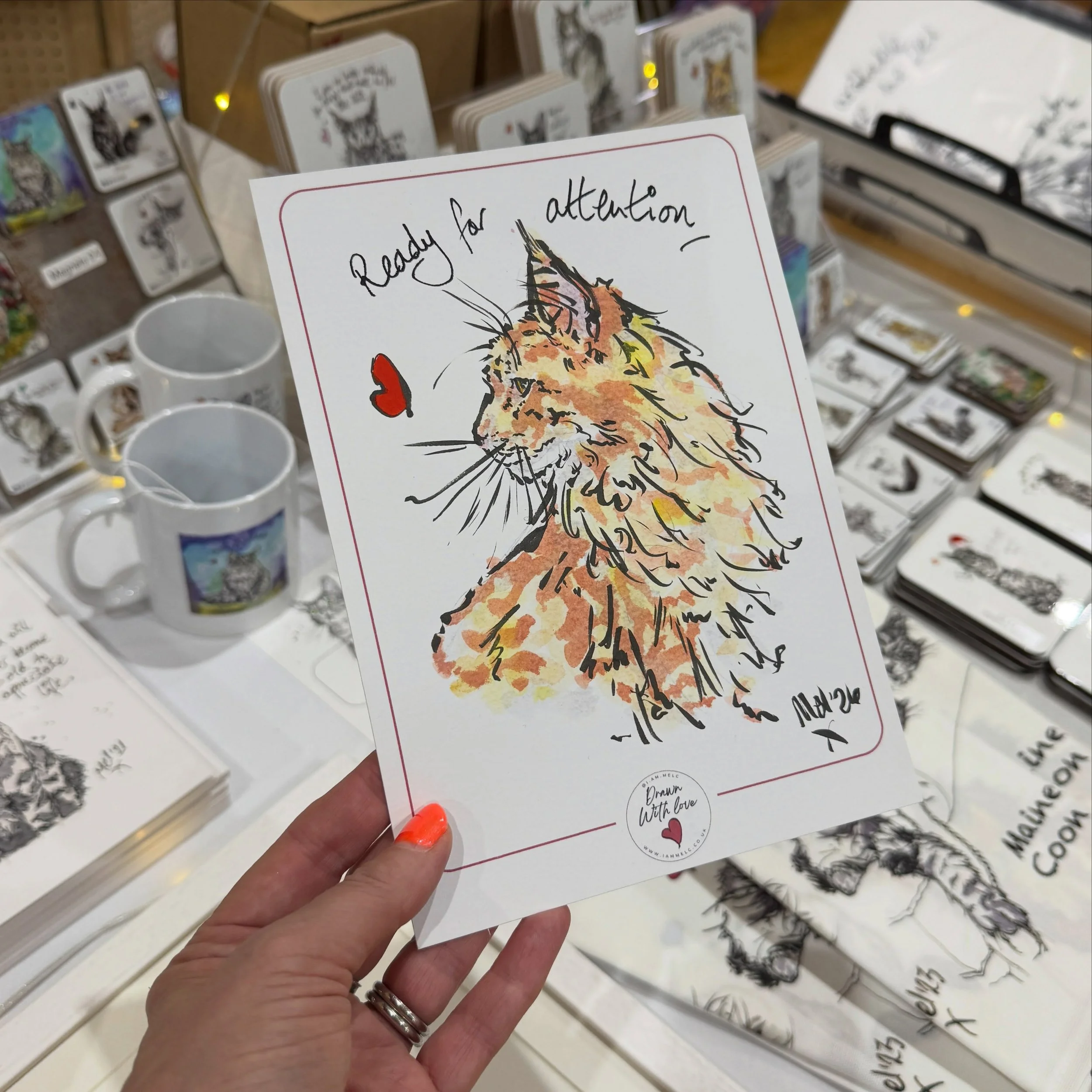 I&rsquo;ve drawn LOADS of cats 🧡 @kiticats.uk International Cat Show is the best venue for spotting meowdels 😻 Open til 4pm October 18 at Windsor Leisure Centre 🗓️ 

#catshow #liveartdemo #catartist #catlover #catart
