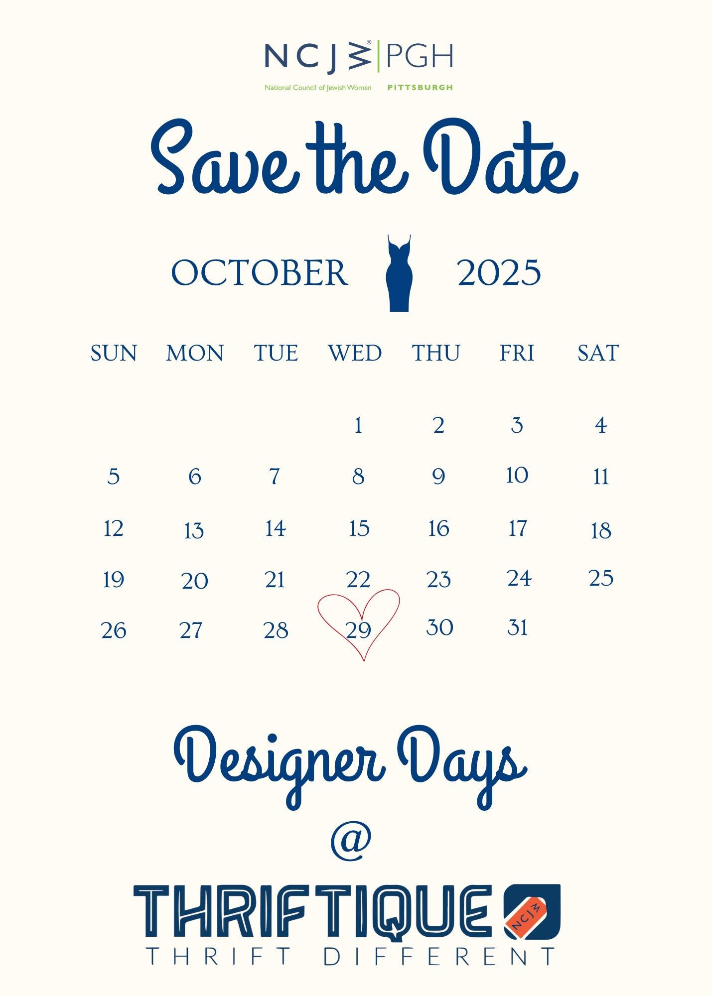 Mark your calendars: Designer Days is 4 months away!  Stay tuned for tickets. 

Interested in sponsoring? Contact Jess Sams at jsams@ncjwpgh.org