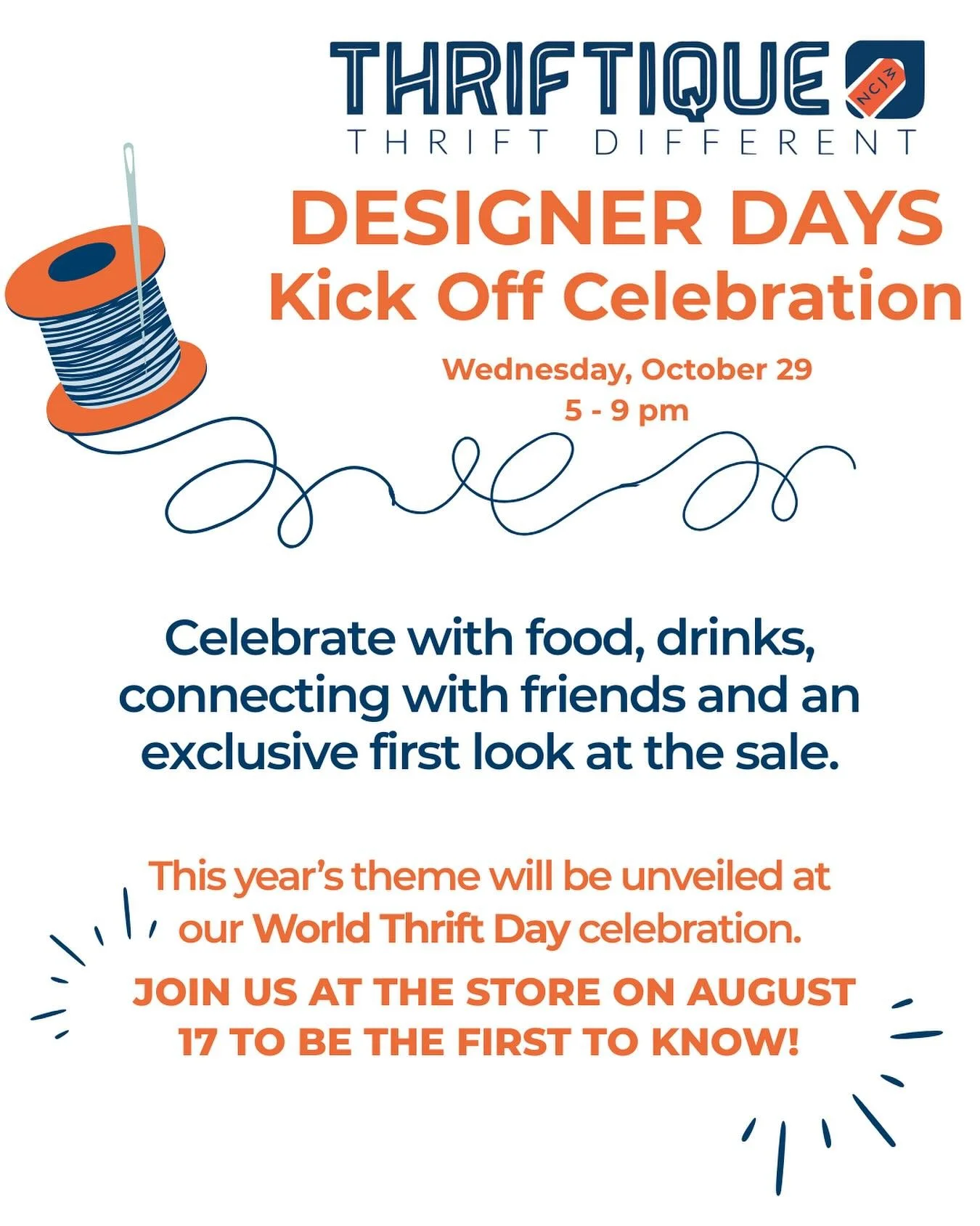 Designer Days are just a few months away! While you can always show a selection of designer in the store once a year we have a huge sale with some of the best pieces we have donated throughout the year. We will be unveiling our theme at our Thrift Da