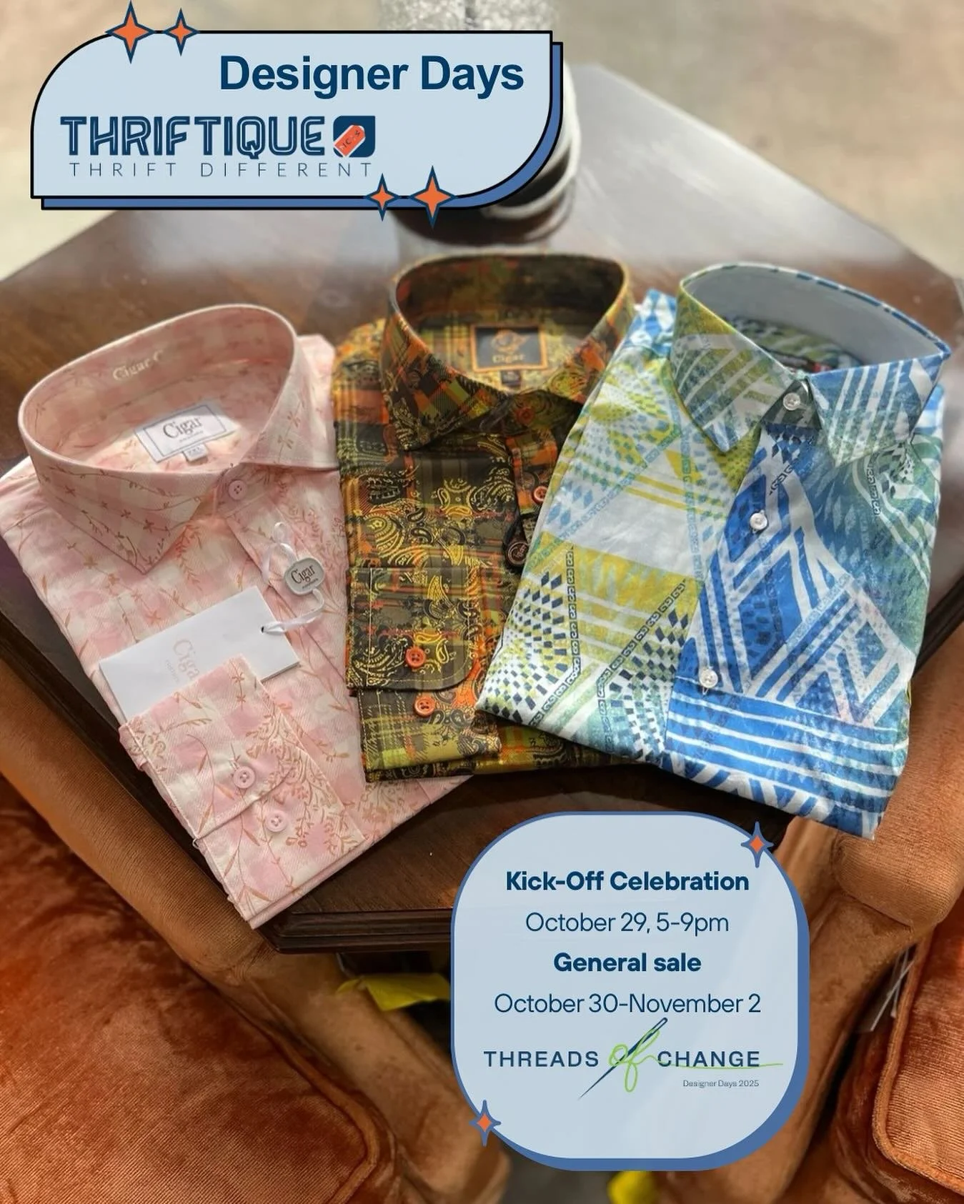 The Designer Days countdown! Thriftique&rsquo;s major designer shopping event and fundraiser of the year is just a month away. It all begins With a ticketed, kick-off party where guests enjoy drinks and light hors d&rsquo;oeuvres while you shop a hig