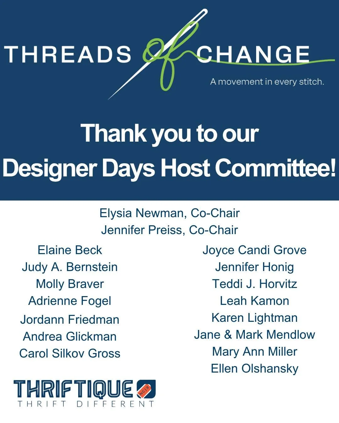 Thank you to our wonderful Designer Days Host Committee! Your work and commitment helps us to make this fabulous event a success!