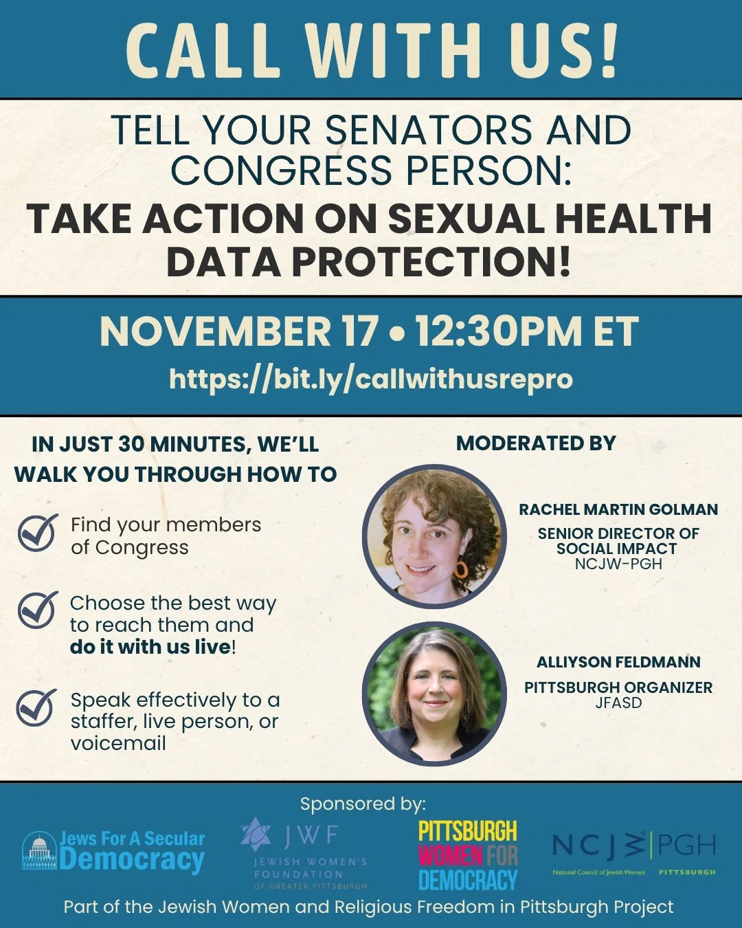 Take Action. Raise Your Voice. Protect Reproductive Rights and Data Privacy.

Jewish tradition teaches us to protect human dignity, safeguard personal autonomy, and pursue
justice for all. Yet today, deeply personal decisions are being shaped by lawm