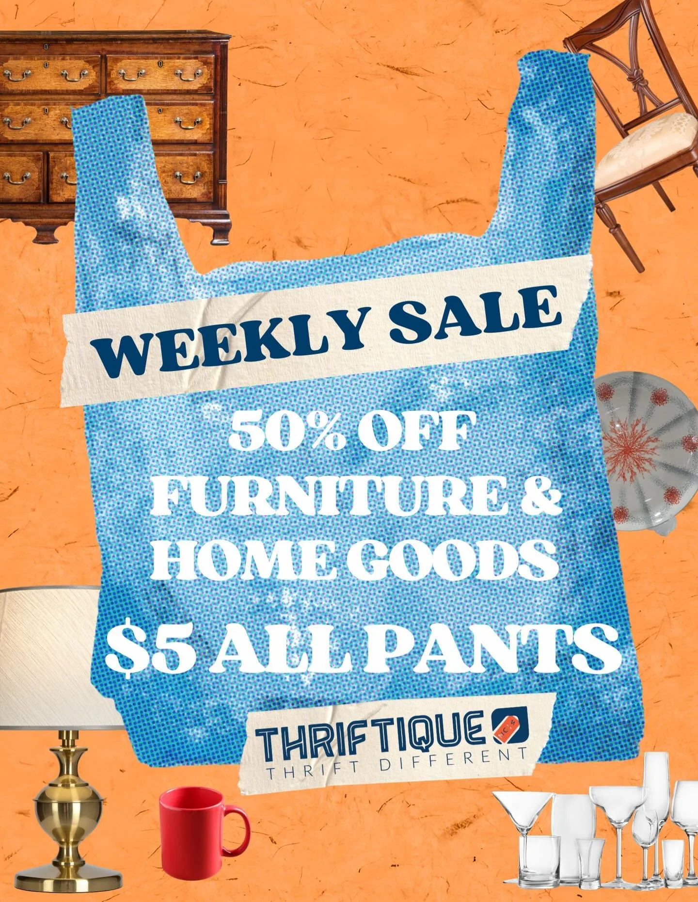 Weekly Sale! 50% off all furniture and home goods &amp; all pants $5.

This isn&rsquo;t a thrift store, it&rsquo;s a living archive. A place where past lives meet future fits. Where sustainability isn&rsquo;t a buzzword, it&rsquo;s a practice. Where 