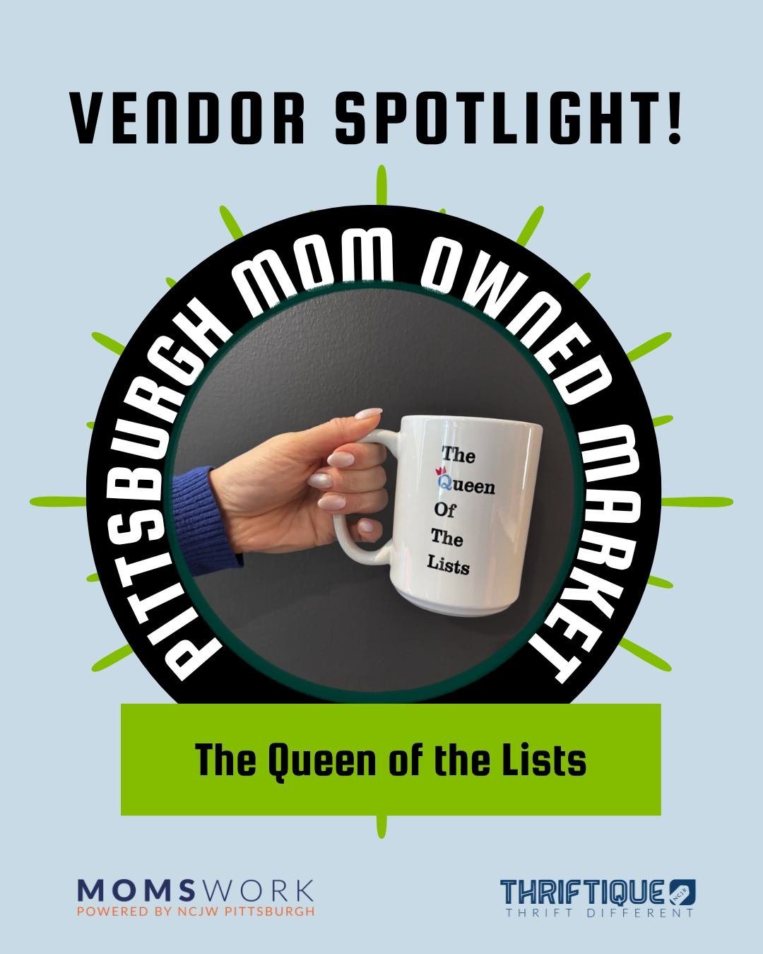The 2026 Mom Owned Market is this Saturday, June 13th from 11am-4pm outside of Thrifitque (119 51st St. in Lawrenceville). Join us for a day of music, food, and vendors! 

Come support our awesome mompreneurs like The Queen of the Lists!