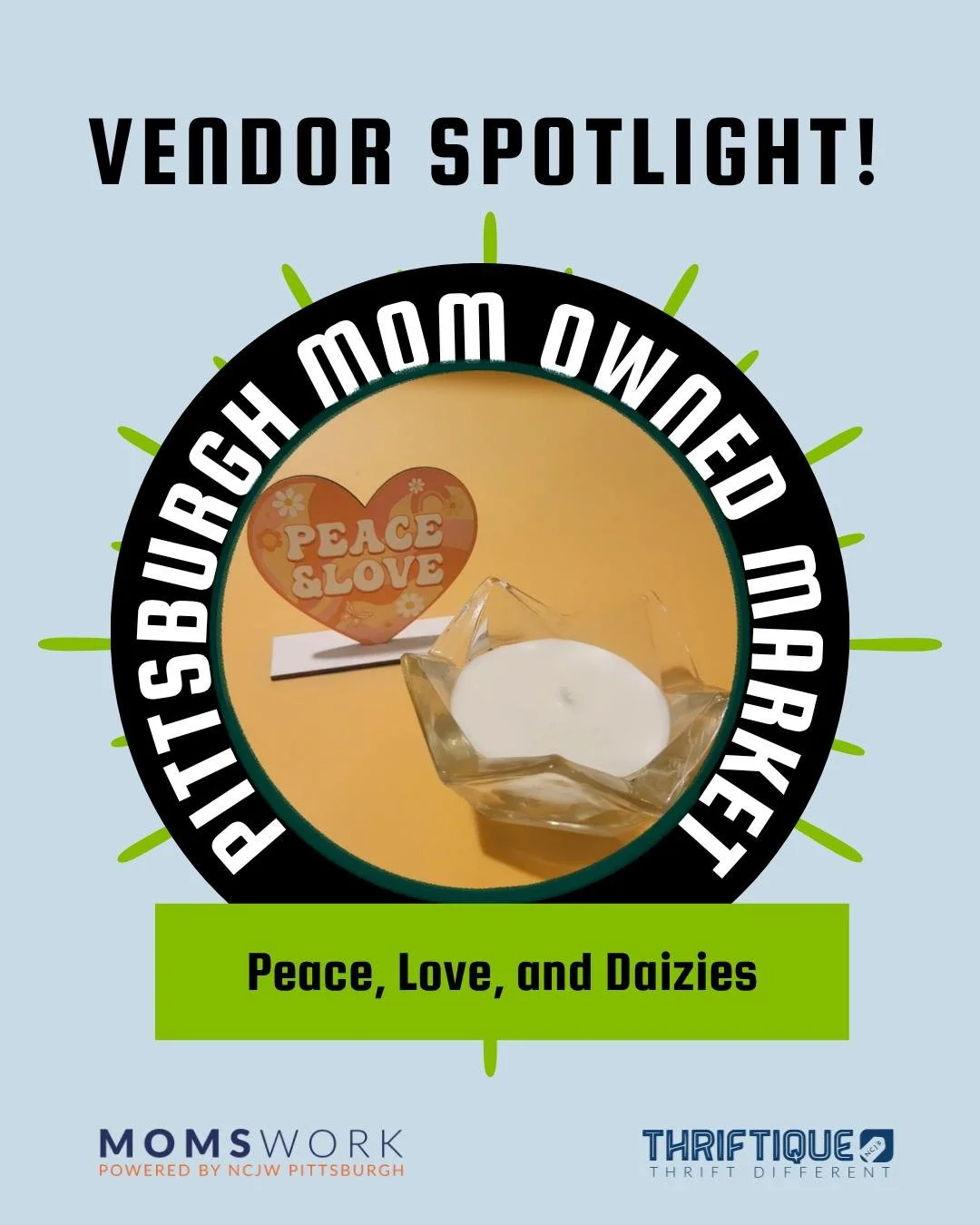 The 2026 Mom Owned Market is this Saturday, June 13th from 11am-4pm outside of Thrifitque (119 51st St. in Lawrenceville). Join us for a day of music, food, and vendors! 

Come support our awesome mompreneurs like Peace, Love, and Daizies!