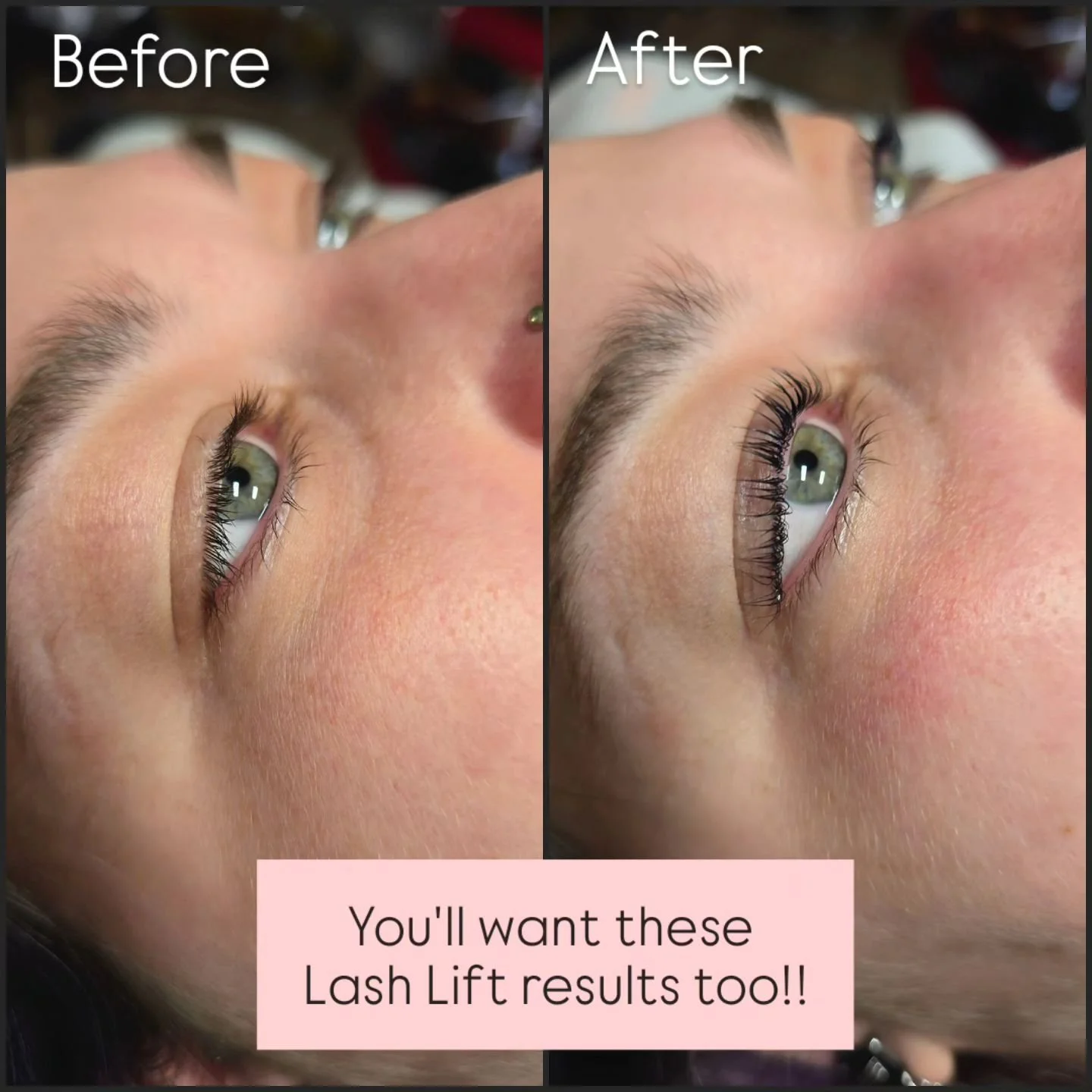 ✨Lash Lift Magic!✨ 

Look at the stunning before &amp; after results. No extensions, just your natural lashes lifted to perfection! 💁&zwj;♀️ 

Lash Lift &amp; Tint is perfect for you if you want longer-looking, low-maintenance lashes that last up to