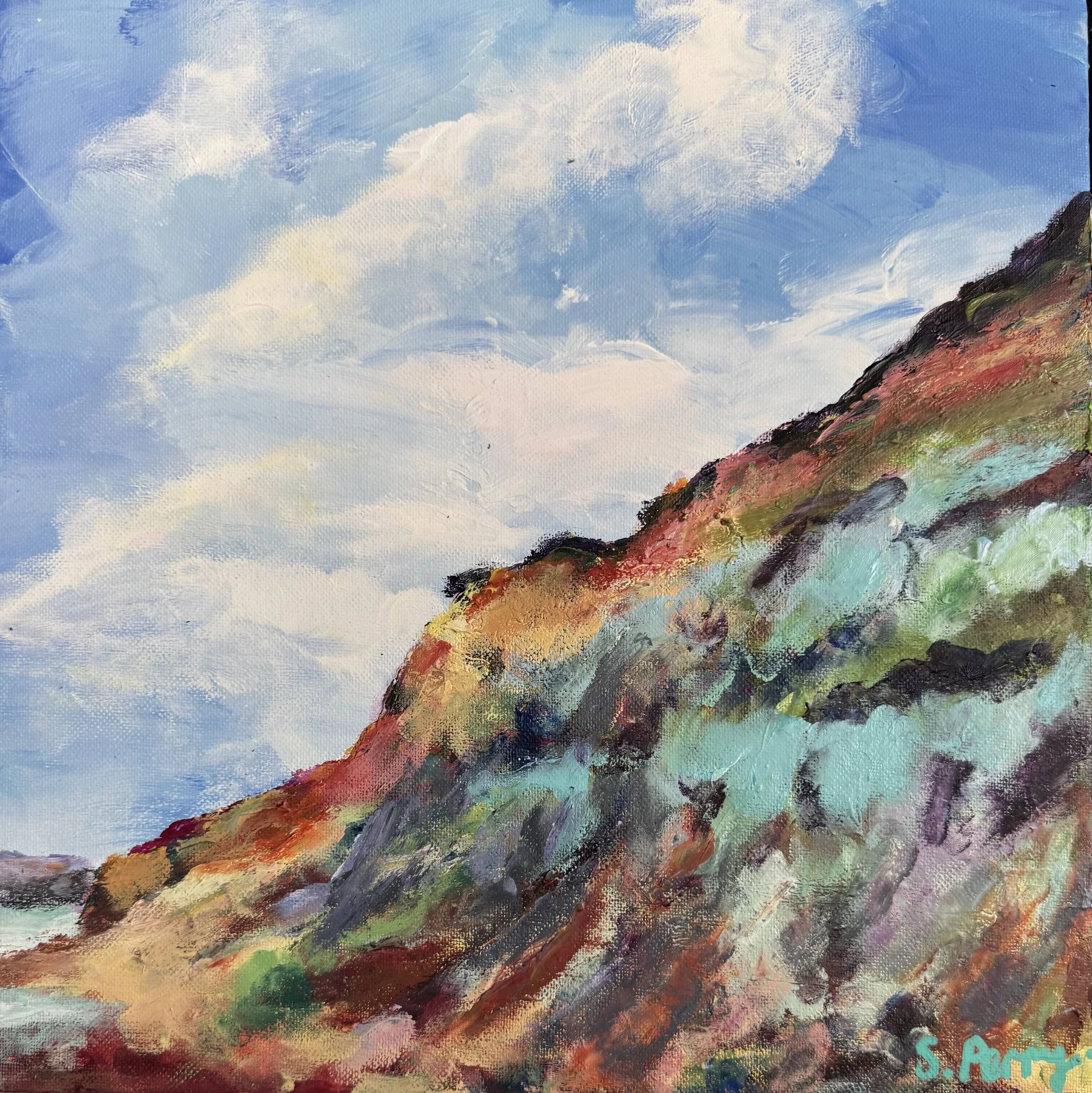 Cliffs at Hengistbury 30x30cm acrylic on canvas