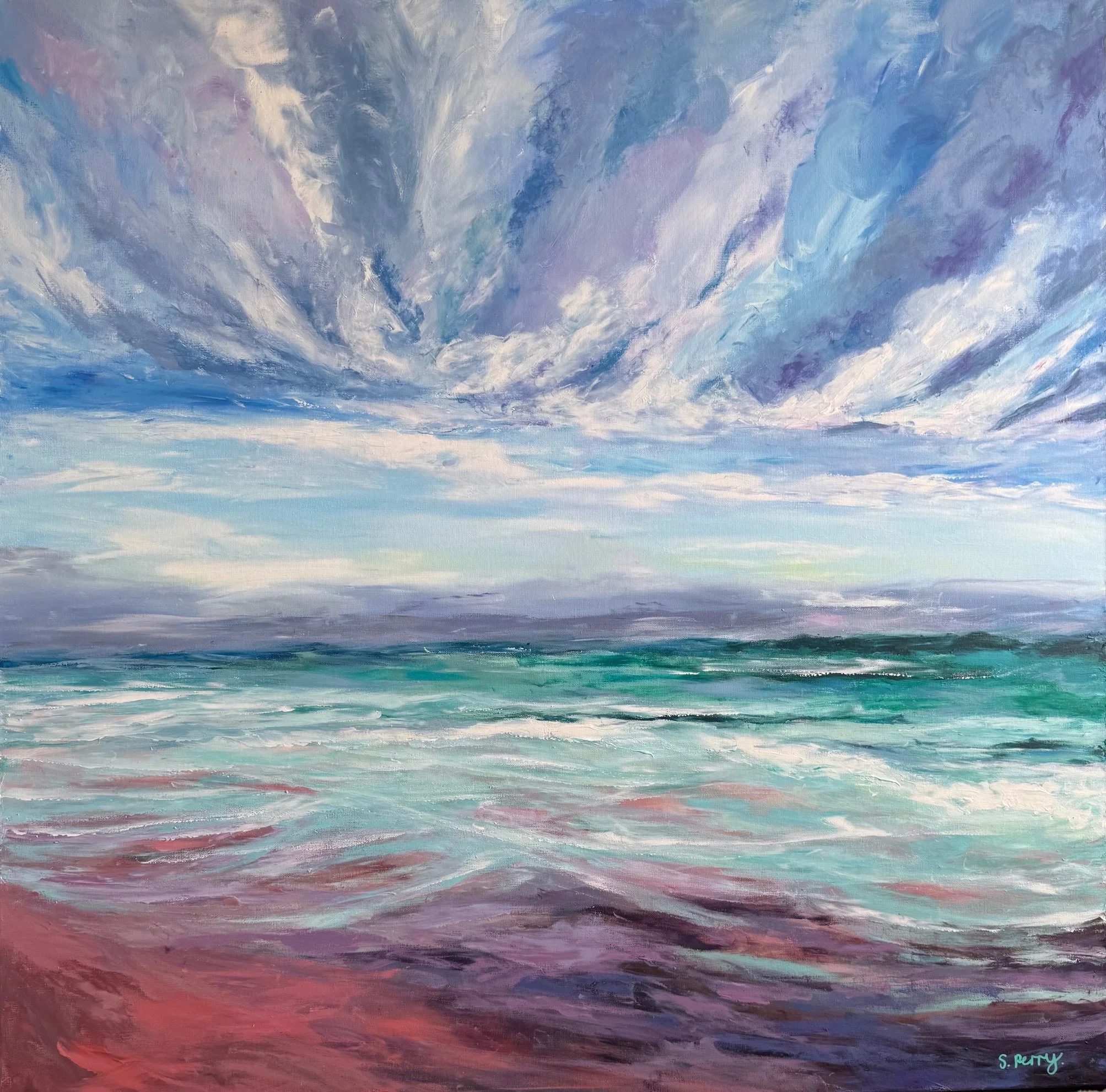 Shell Bay at Sunset 100x100cm acrylic on canvas

