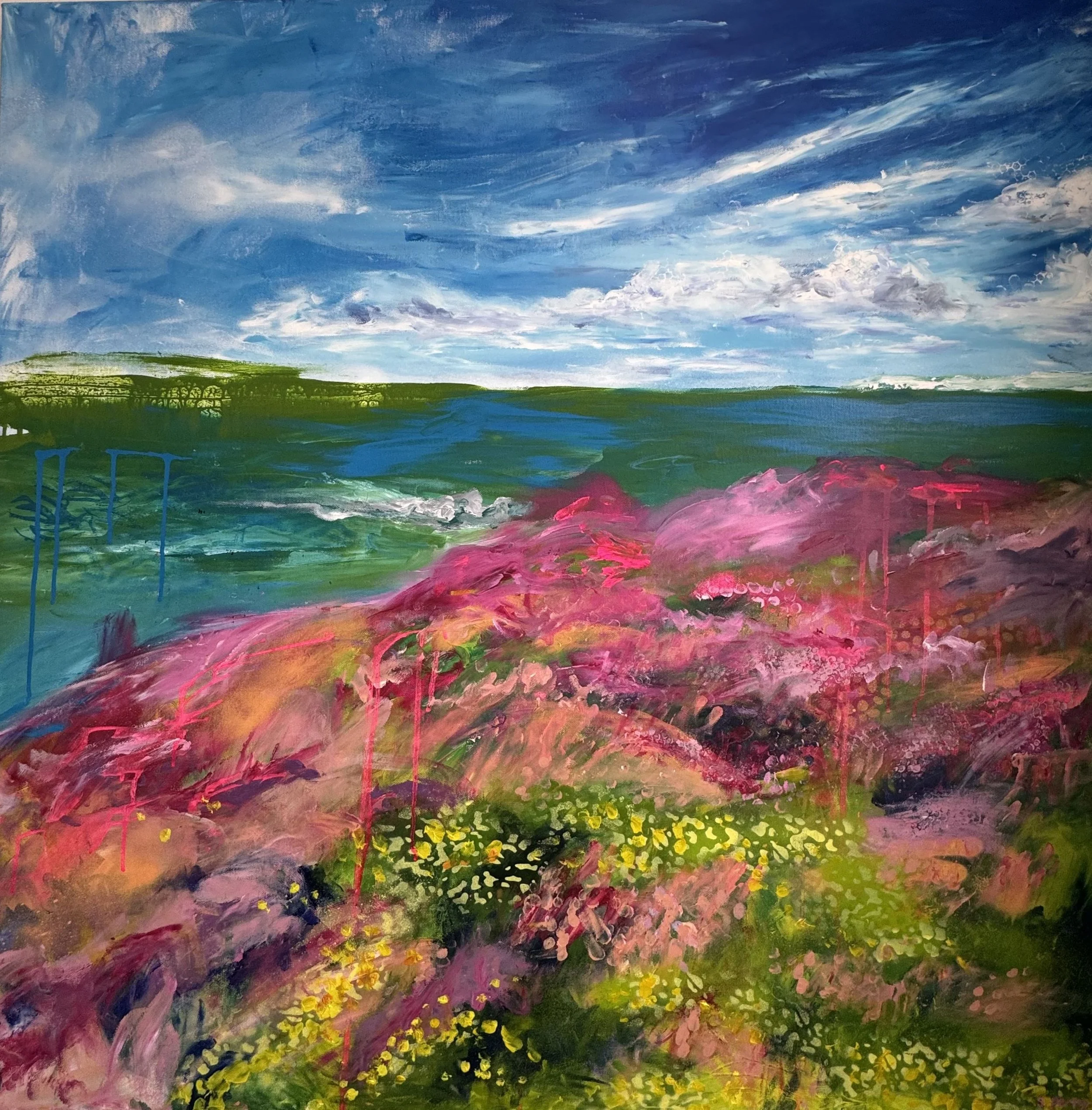 On The Edge 100x100cm acrylic, spray paint & ink on canvas