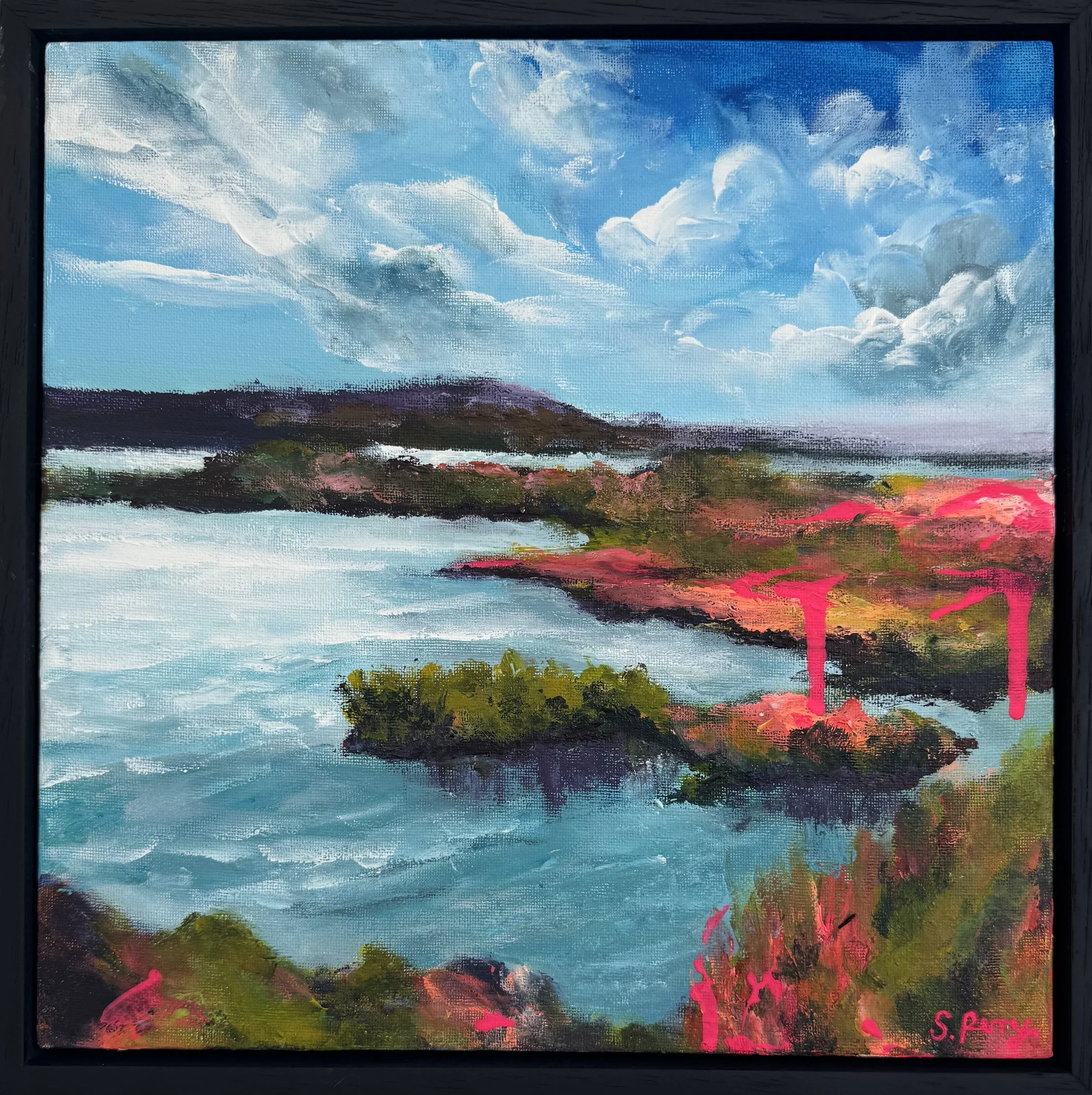 The Head From Stanpit Marsh 30x30cm acrylic & ink on canvas
