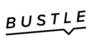 Logo with the word 'BUSTLE' in black uppercase letters, with a stylized underline.