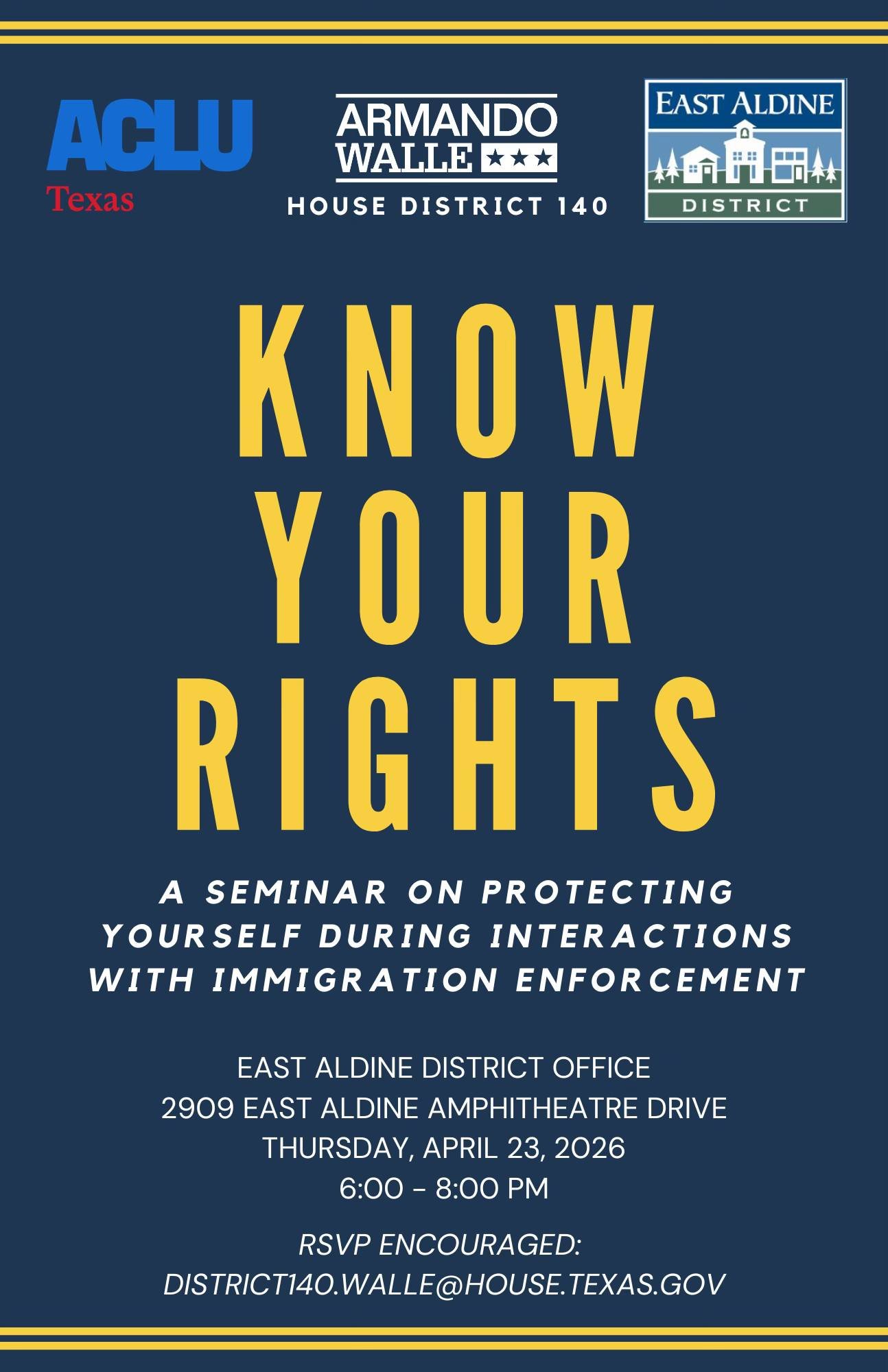 ‘Know Your Rights’ Seminar - April 23, 2026