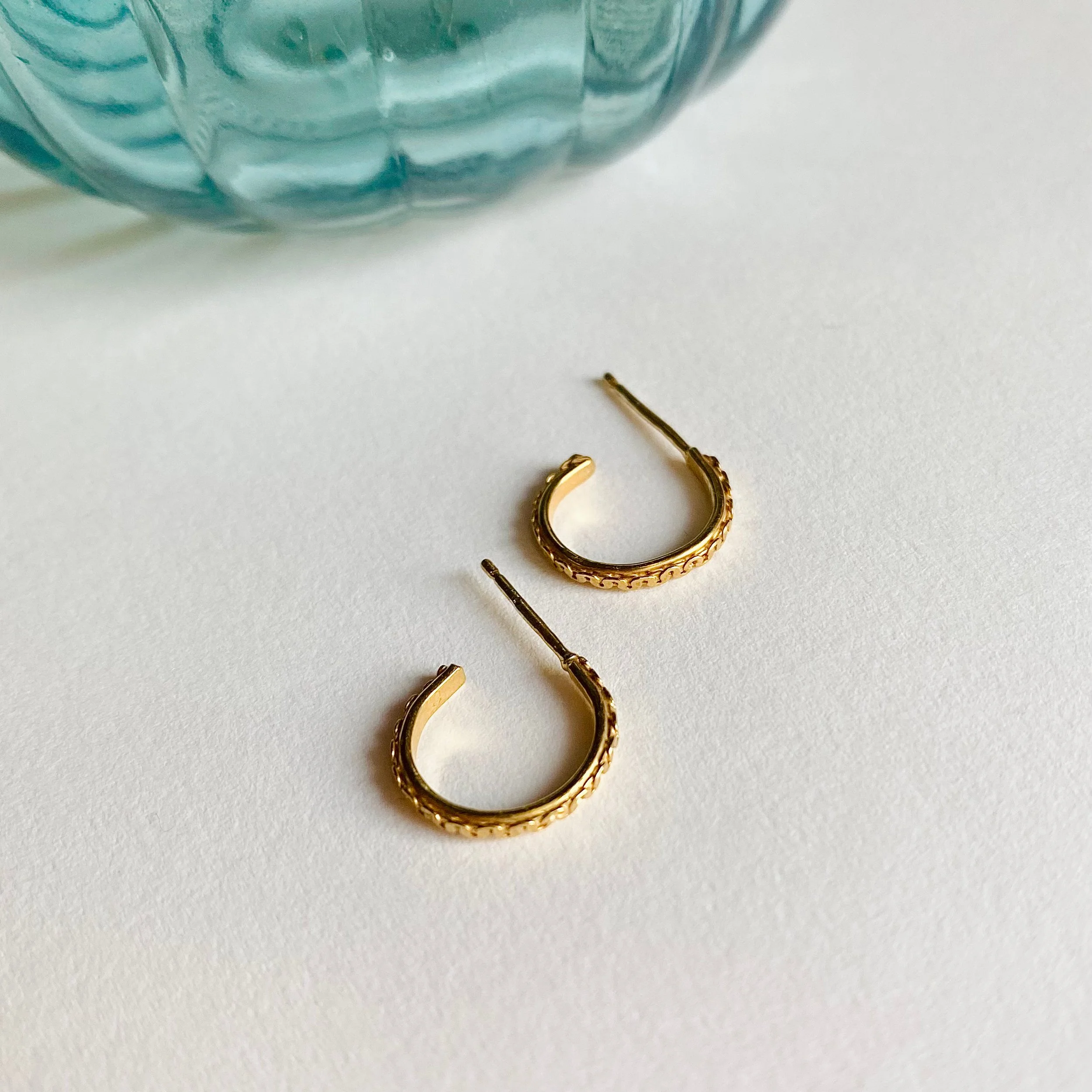 Gold Plated Simple Chain Hoops Small3.jpg
