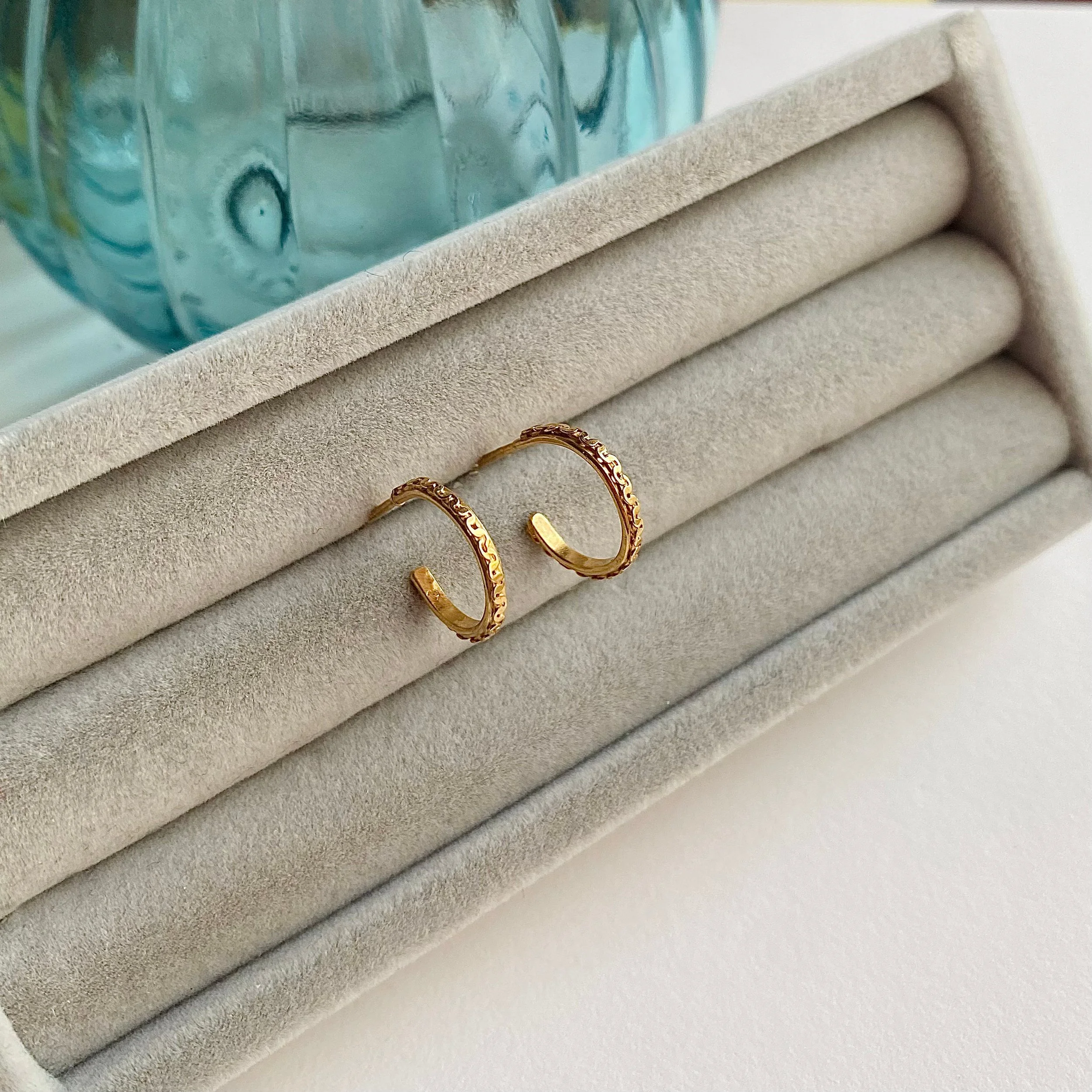 Gold Plated Simple Chain Hoops Small4.jpg