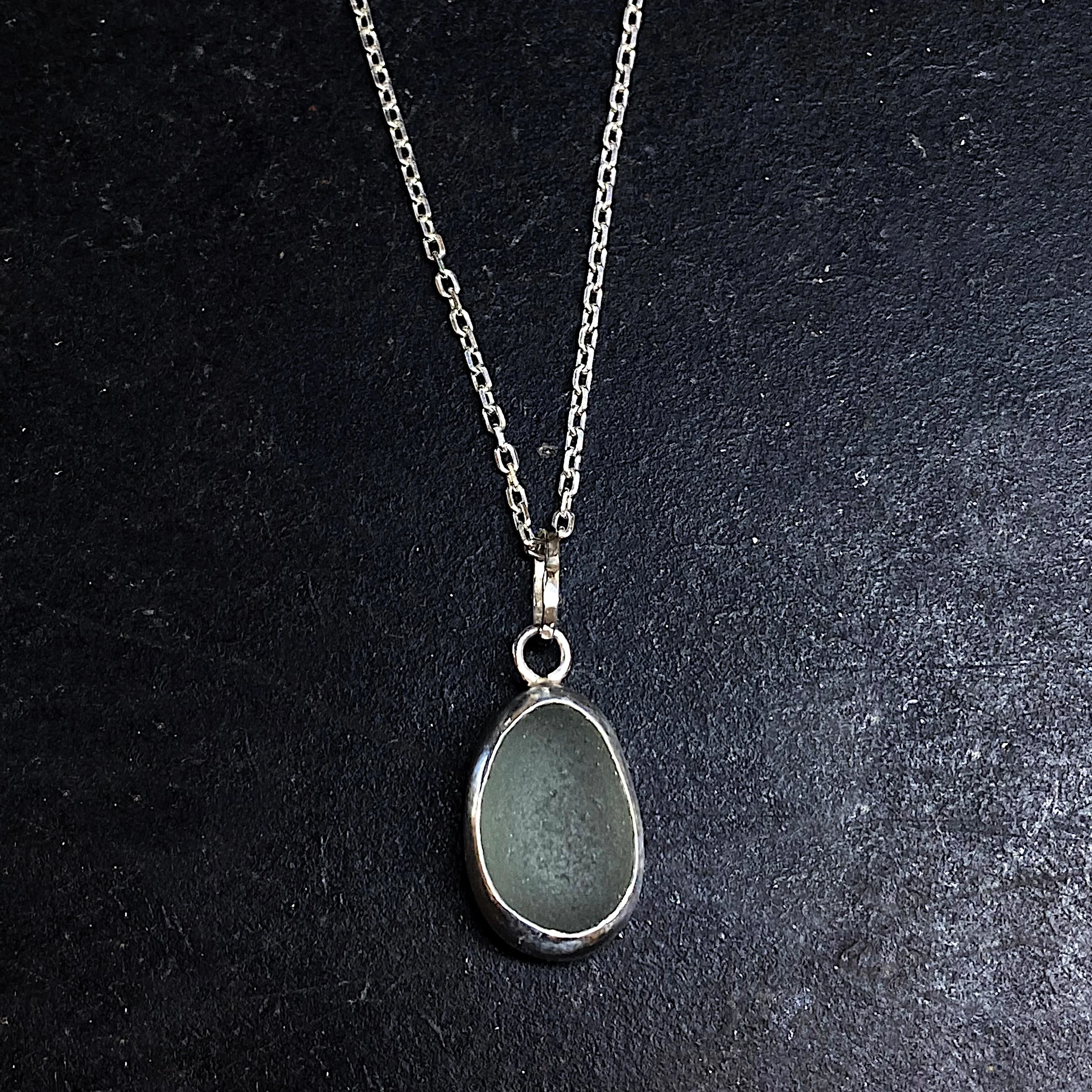 Silver sea glass pendant