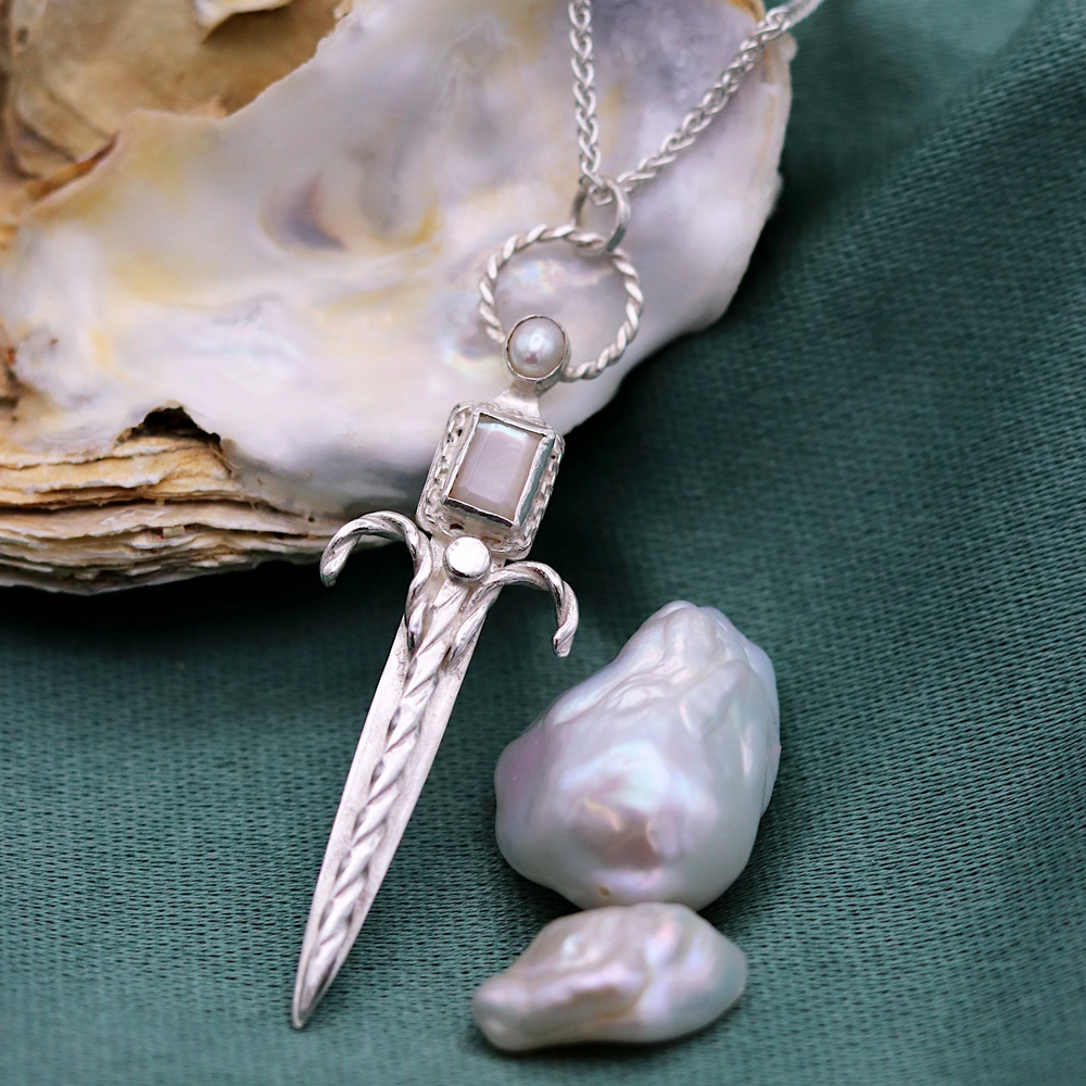 Mother Of Pearl Sword Pendant — Georgina Hopkin Jewellery