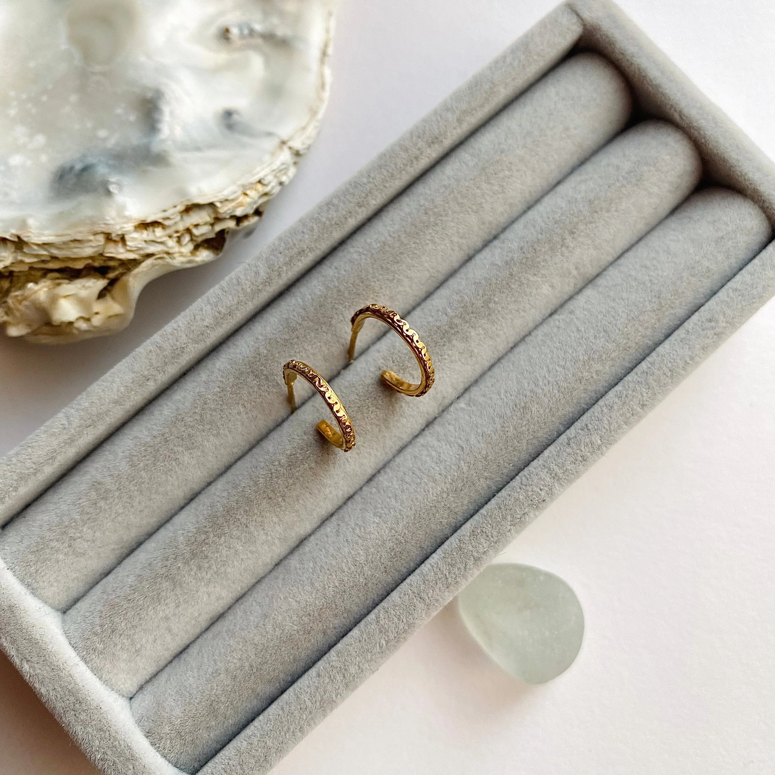 Gold Plated Simple Chain Hoops Small1.jpg
