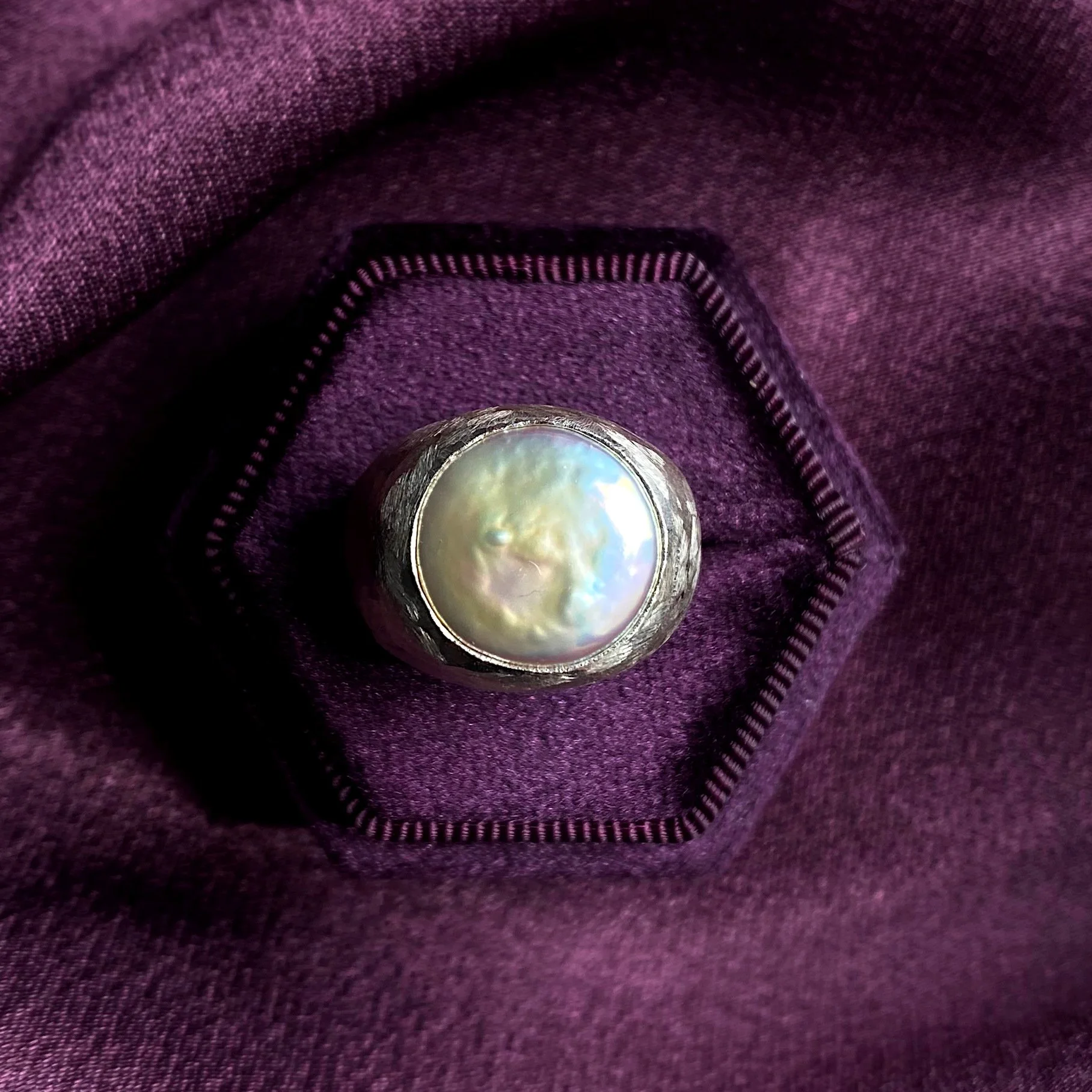 metallic silver pearl signet ring front.jpg
