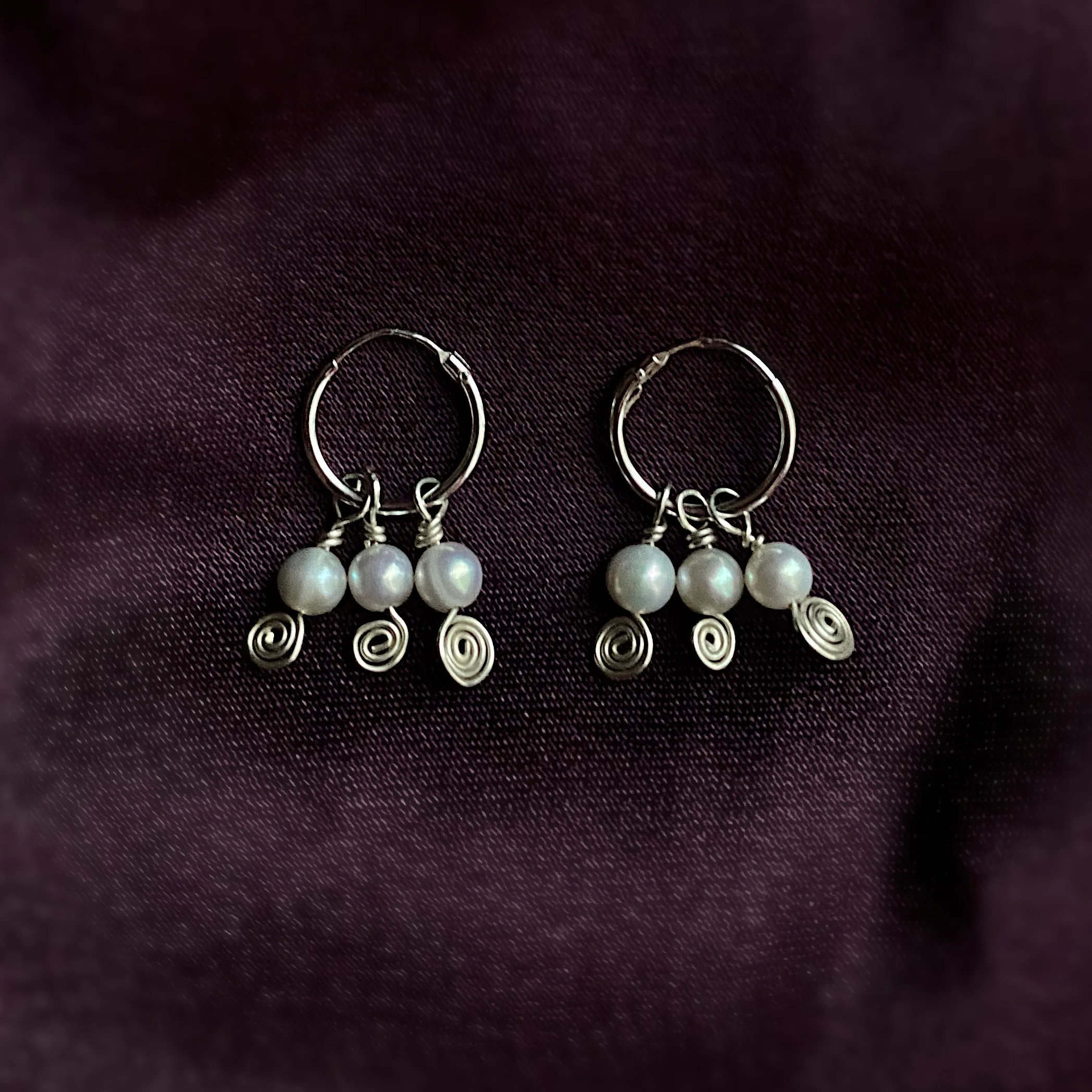 Small Triple Spiral Pearl Sleepers.jpg