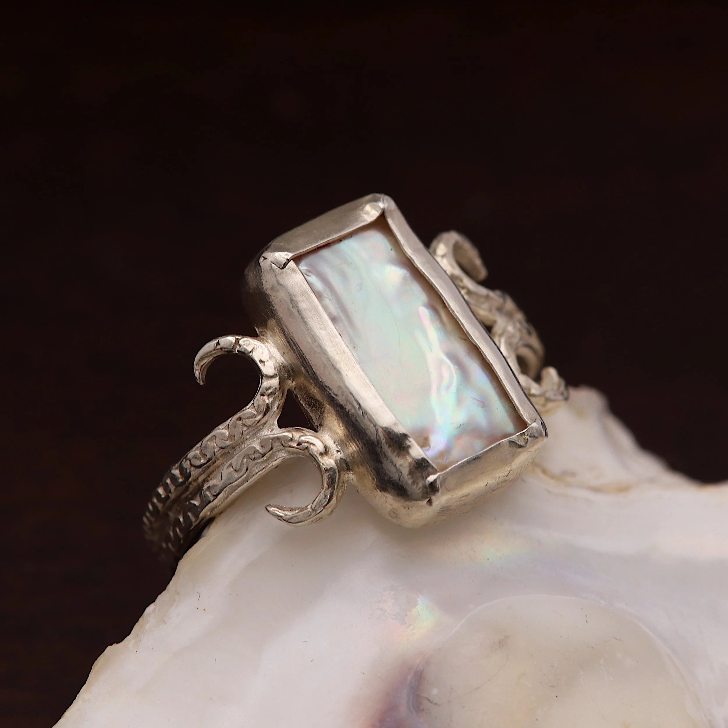 Rectangular Pearl Coiled Silver Ring 6.jpg