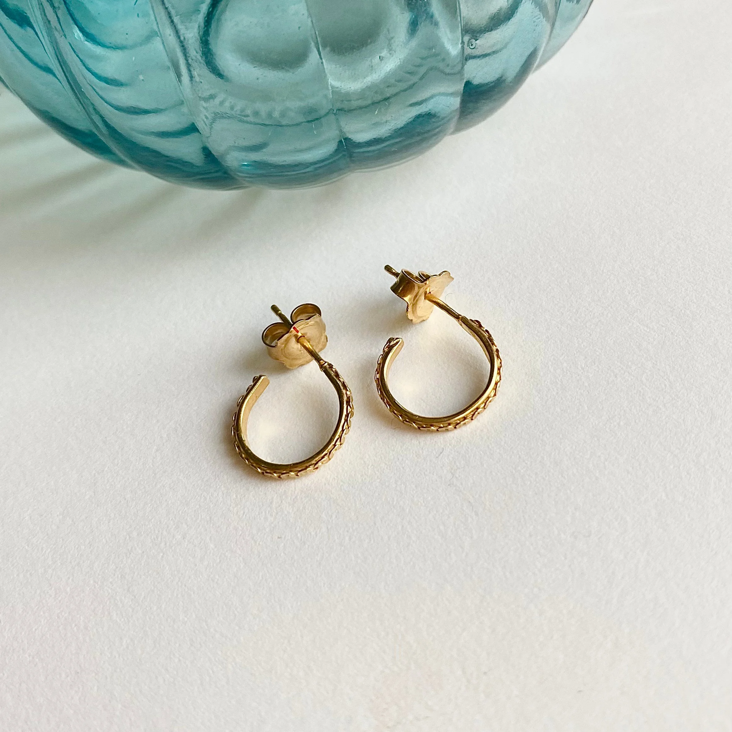 Gold Plated Simple Chain Hoops Small2.jpg