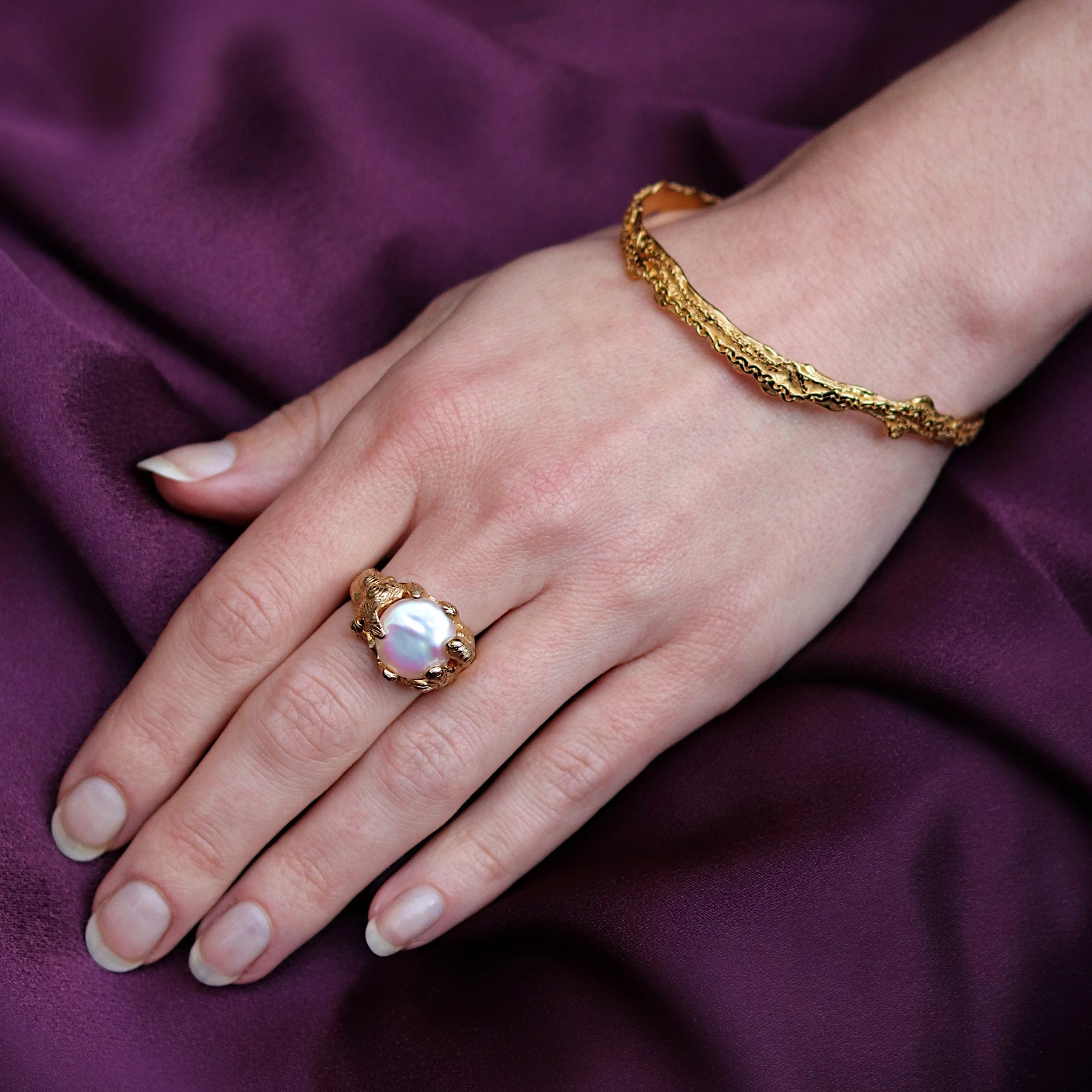 Gold molten ring and bangle.jpg