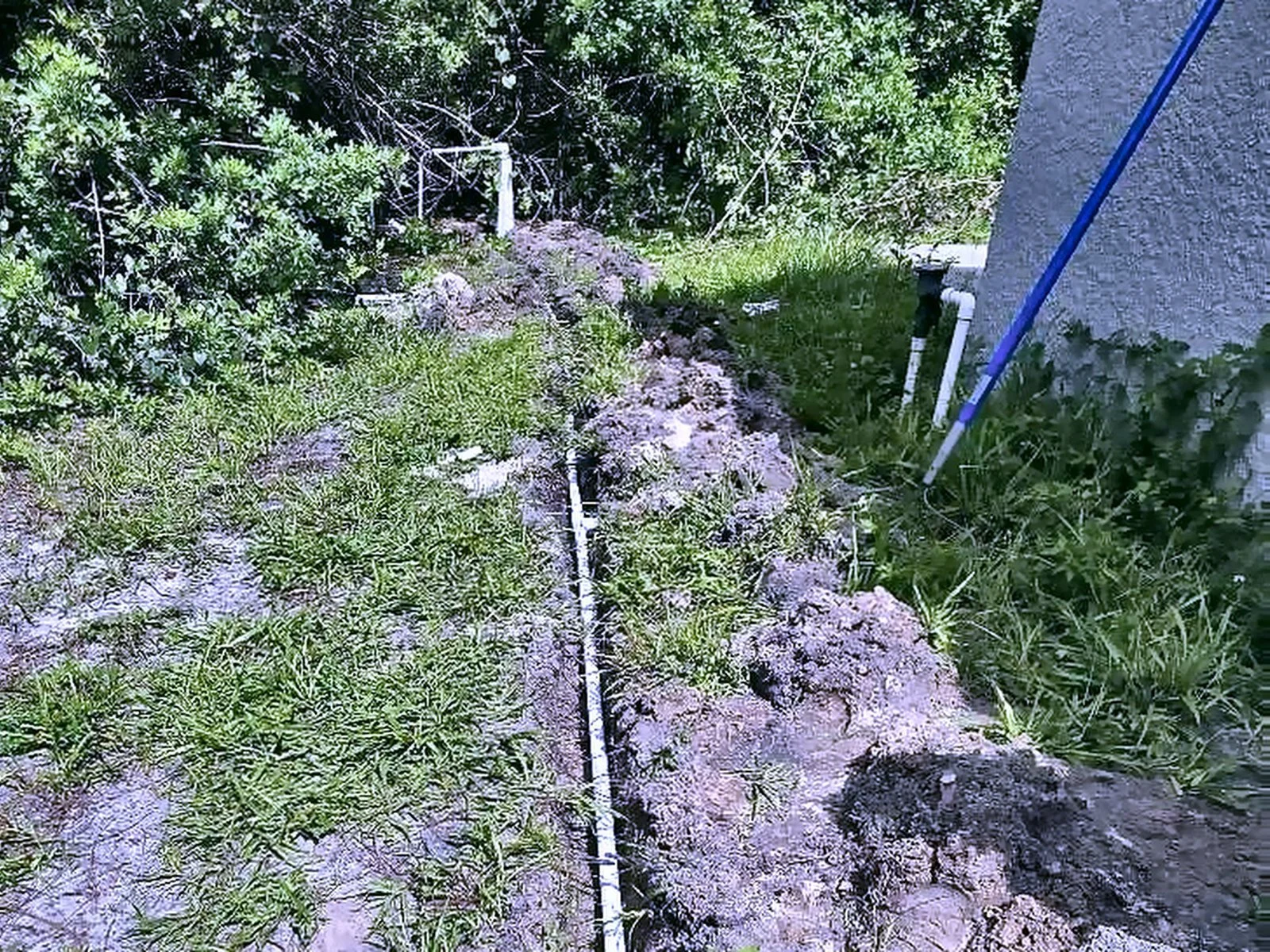 New well water line laid in a trench at a Southwest Florida home