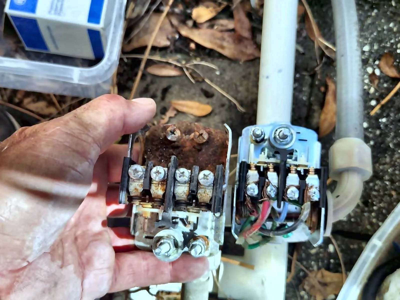 Well pressure switch replacement close-up