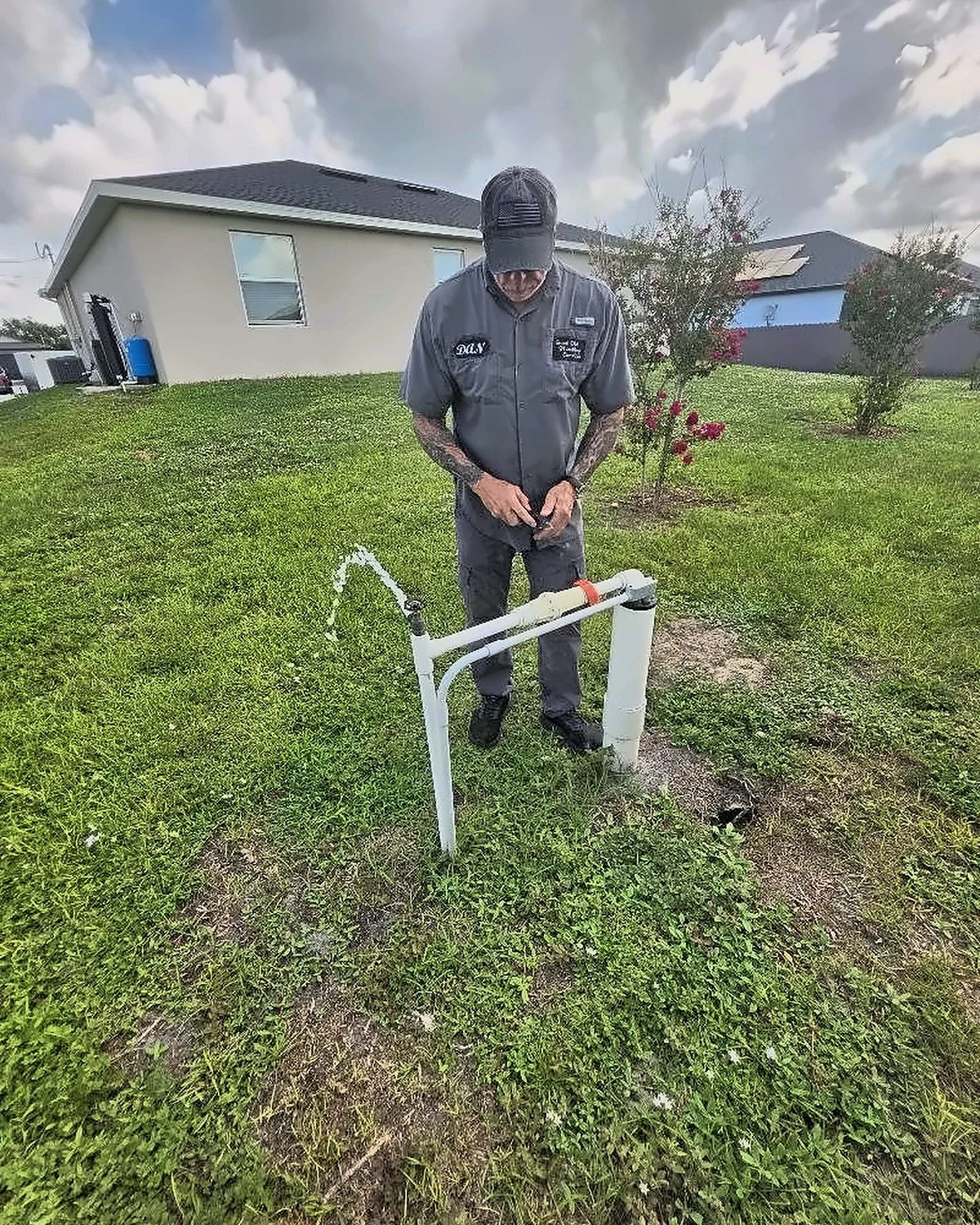 Dan connecting a well pump line