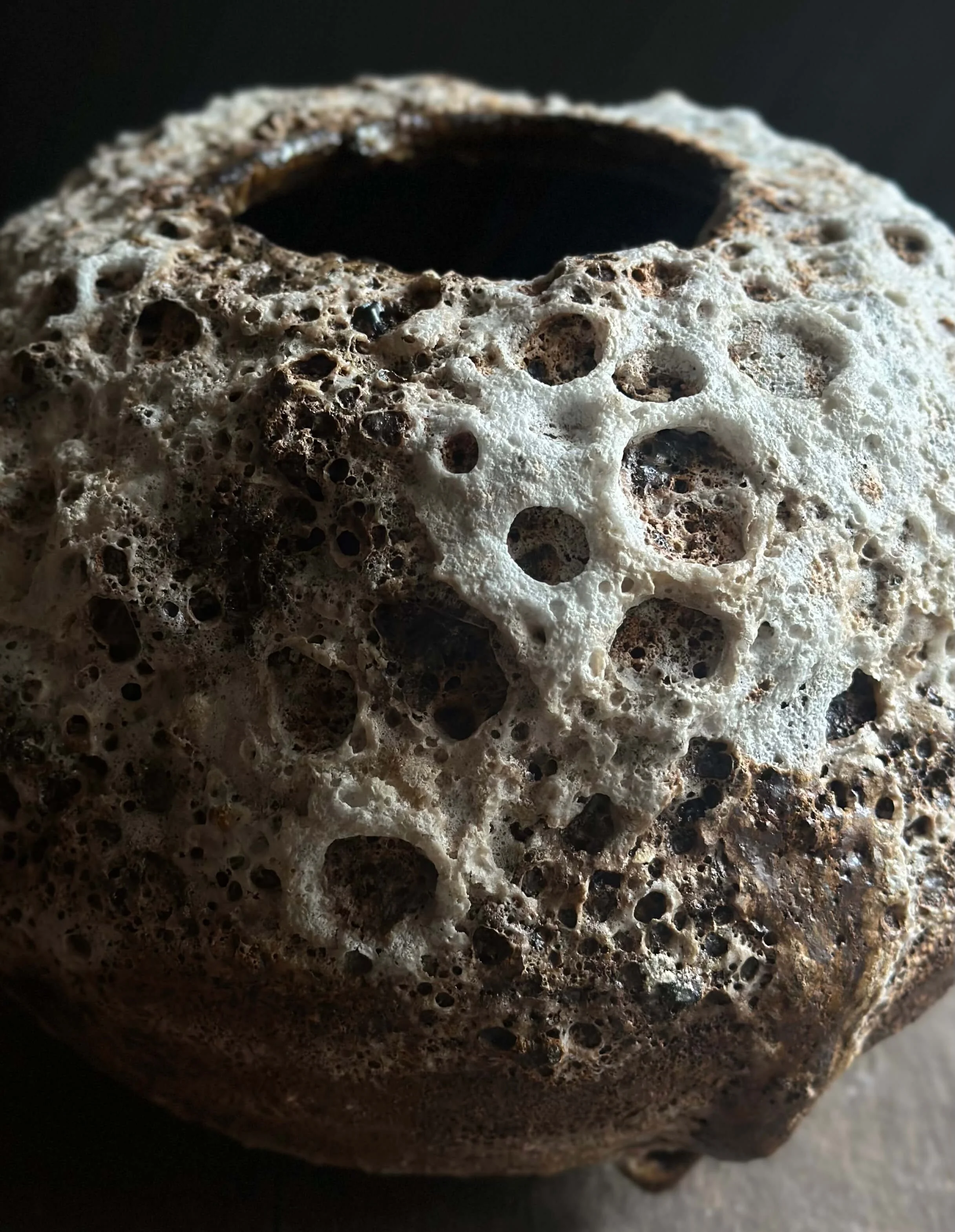 Porous organic texture reference — lava glaze ceramic surface effect inspiration