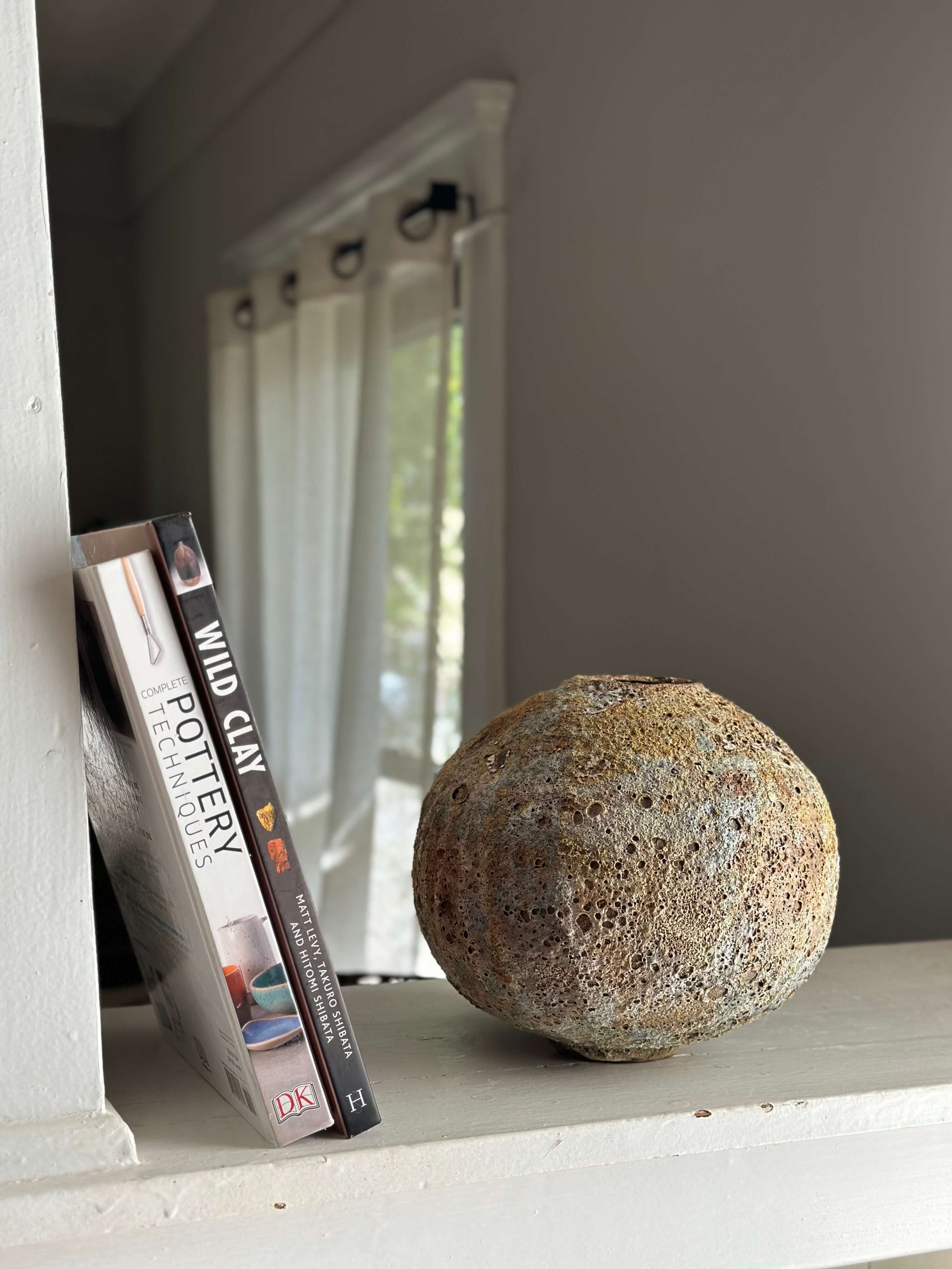 raw aesthetic decor, natural texture decor, handmade ceramic vase, hand-thrown ceramics, textured stoneware, lava glaze vase, medium sculptural vessel, handcrafted ceramic moon jar