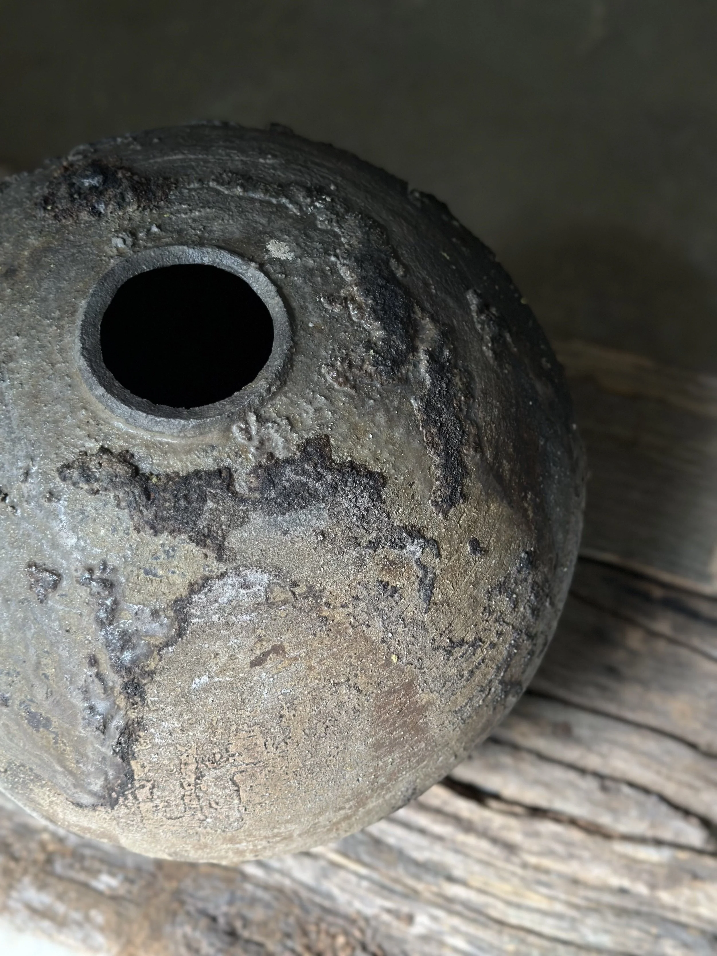 designer ceramic art, weathered textures, wood-fired ceramics, wild clay ceramics, timeless organic design, handmade ceramic vase,