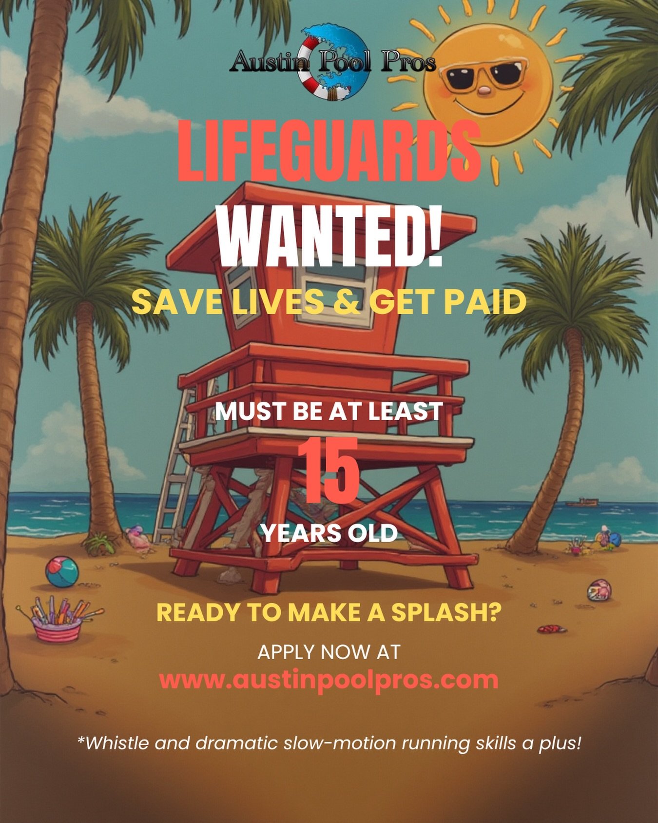 ☀️ SUMMER JOBS ARE HERE! 🏊&zwj;♂️

We&rsquo;re officially hiring for the 2026 pool season and looking for awesome people to join our team!

Open positions:
🏊&zwj;♂️ Lifeguards
👀 Pool Monitors
📋 Pool Managers

Spend your summer outside, by the poo