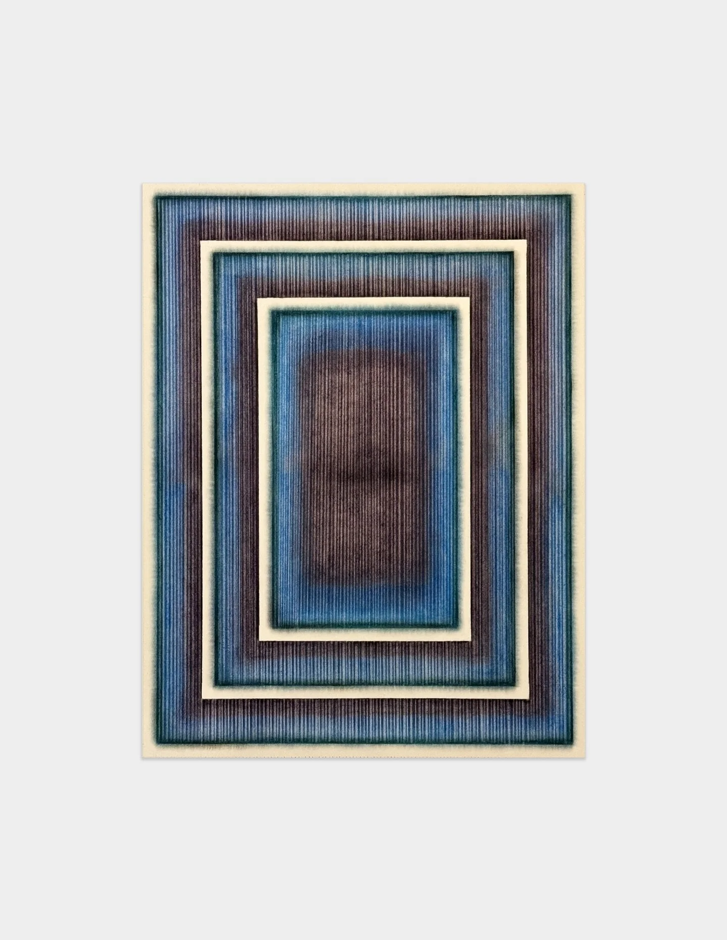 &ldquo;This piece changes the longer you stay with it .&rdquo; 

W H E R E - L I G H T - H E S I T A T E S ( S E R I E S ) 
2 0 2 6 &bull; 

Built through layered repetition, the inner rectangle holds while the outer edges dissolve into light . 

Pas