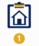 Icon of a clipboard with a house diagram on it.