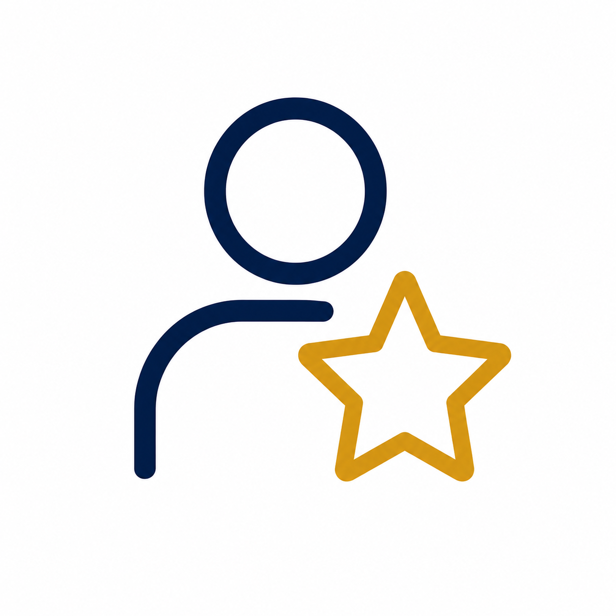 Icon of a person with a star badge, representing a recognized or featured individual.