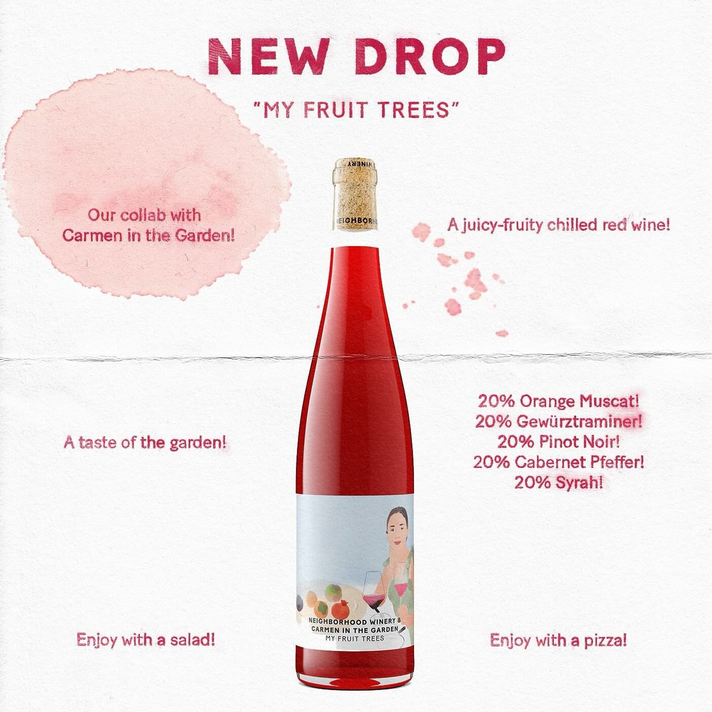 &lsquo;My Fruit Trees&rsquo; Our @carmeninthegarden collab is out now! 

My Fruit Trees is an annual tradition where Carmen makes a wine with us to taste just like her garden. A bit tricky, takes us a lot of time to perfect the blend, but at the end 