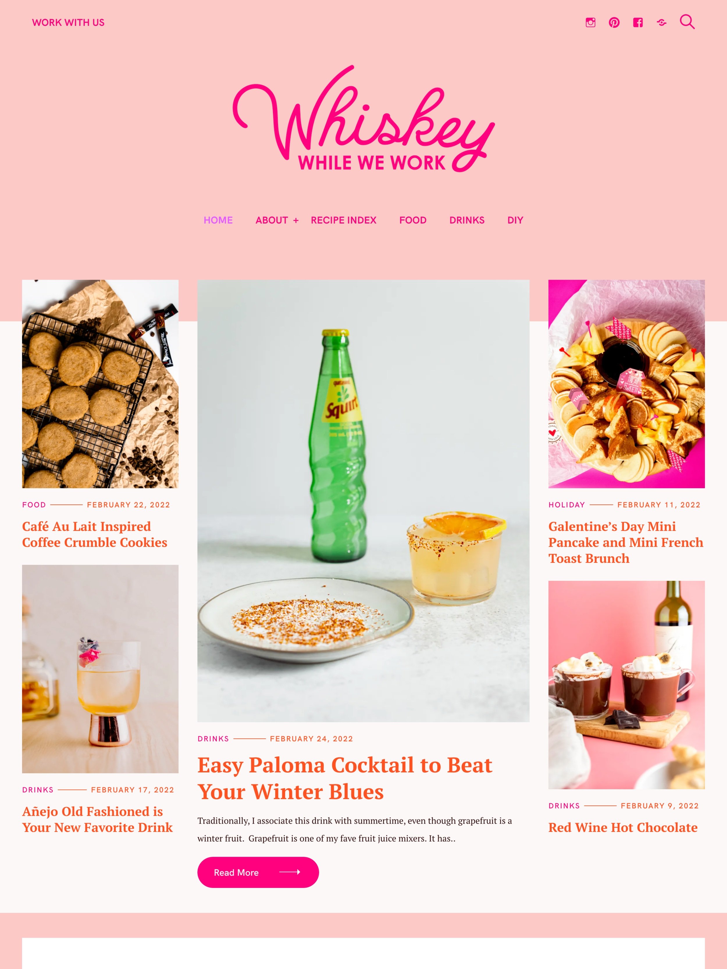 Whiskey While We Work | Fun, Feminine, Colorful Food and Drink Content Creator Website