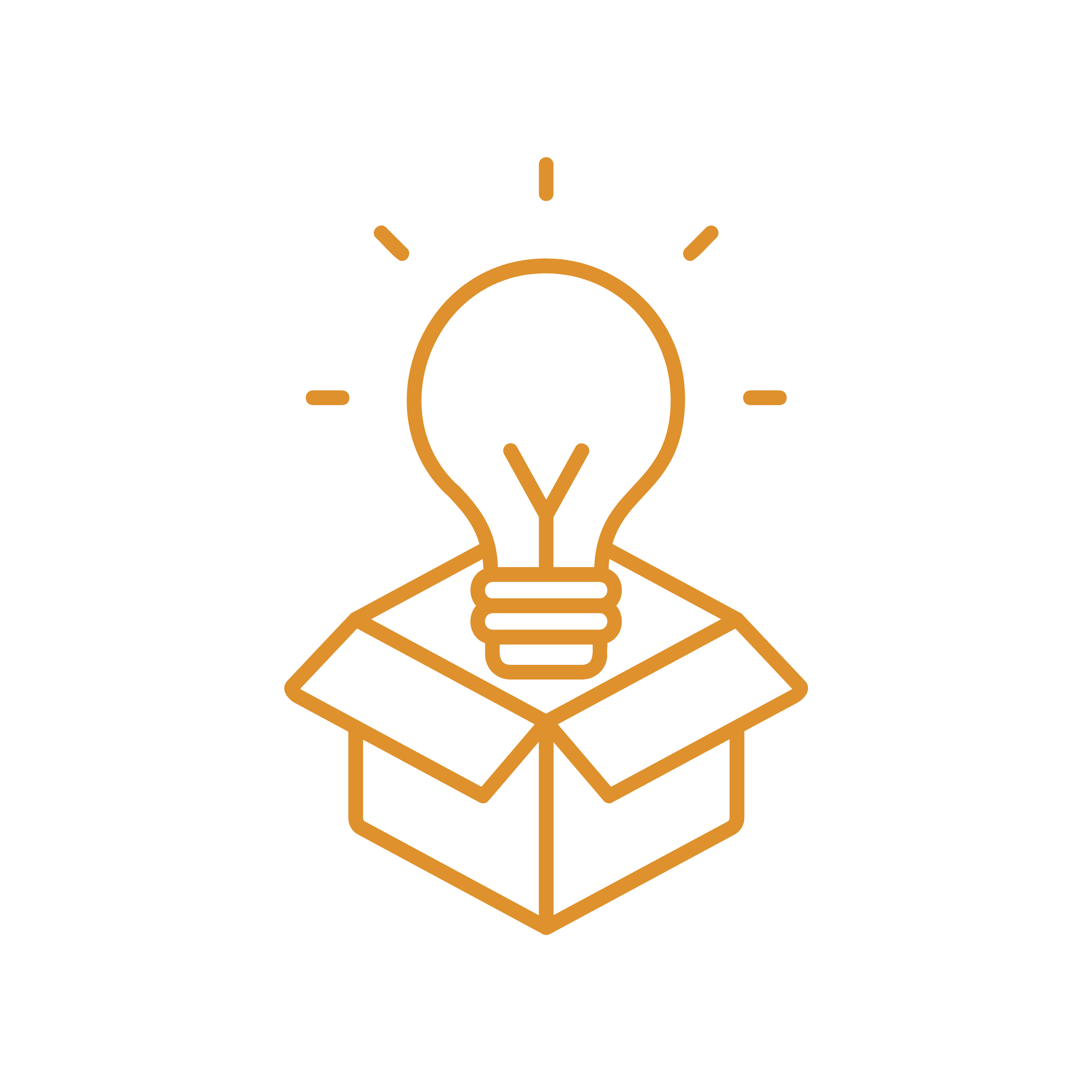 A light bulb emerging from an open box, symbolizing an idea or innovation.